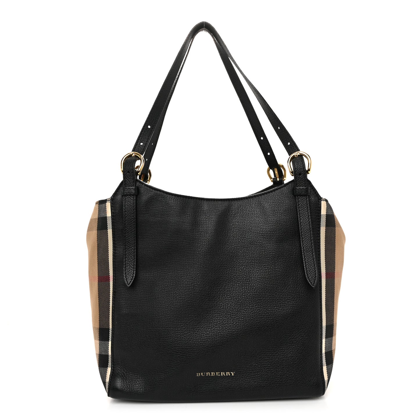 Grainy Calfskin House Check Small Canterbury Black