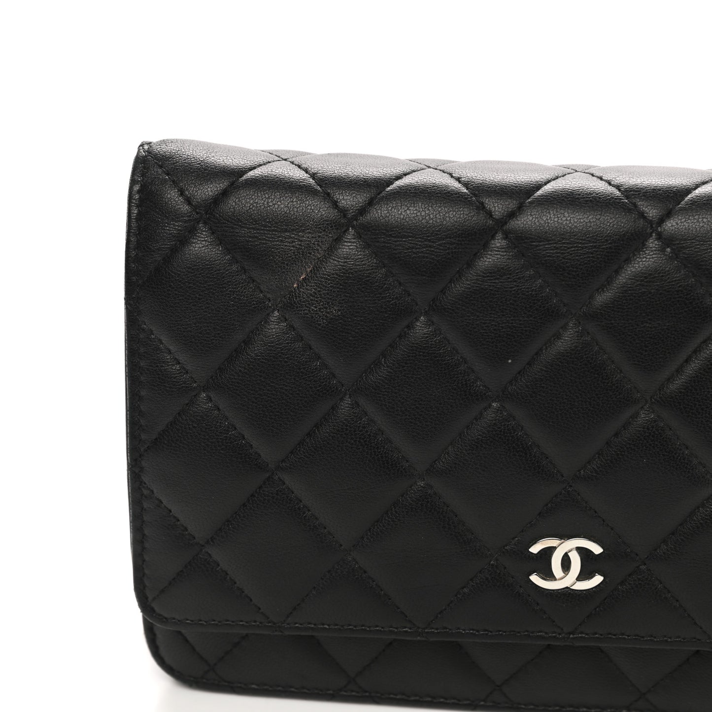 Lambskin Quilted Wallet On Chain WOC Black