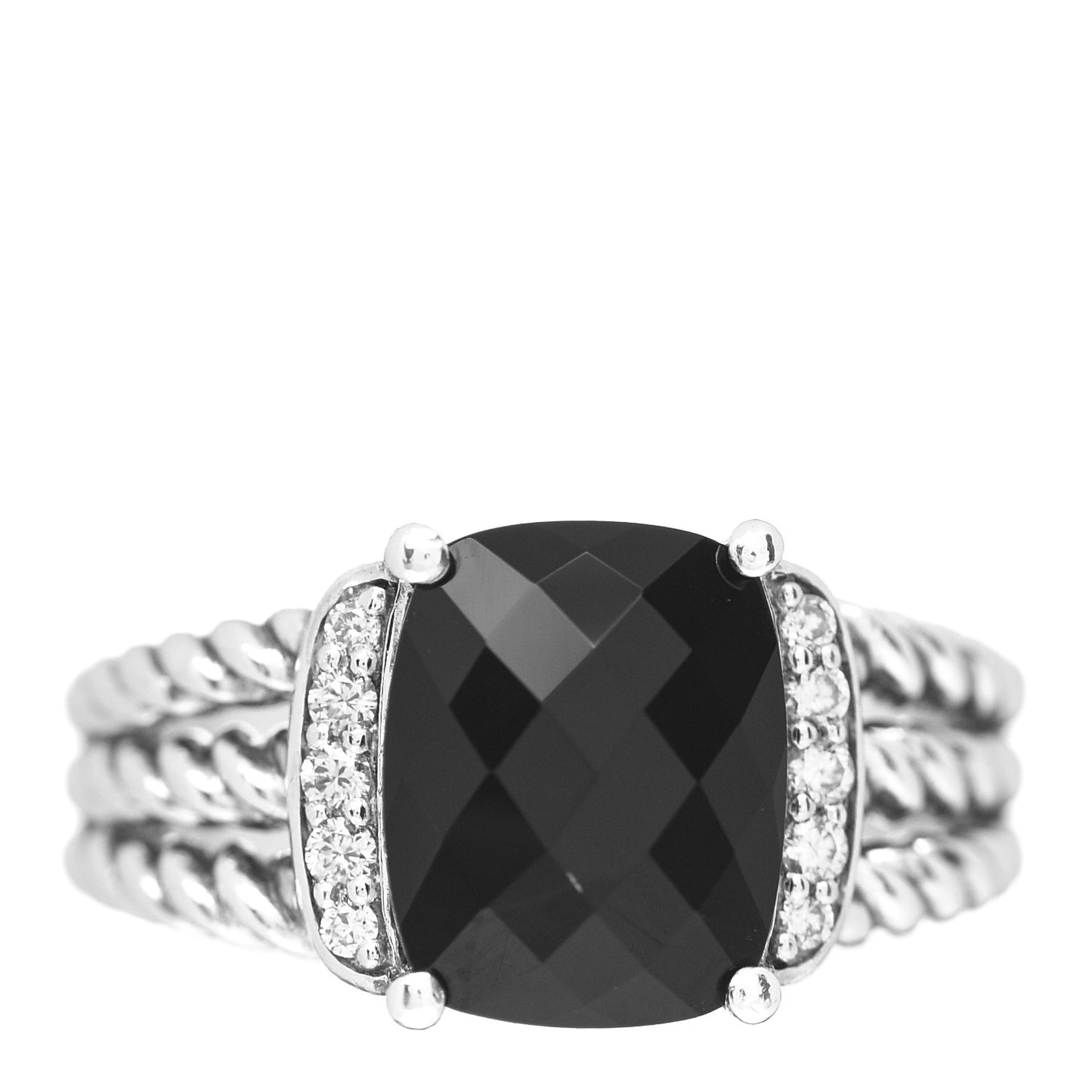 Sterling Silver Diamond Black Onyx 10mm Petite Wheaton Ring 51 5.75