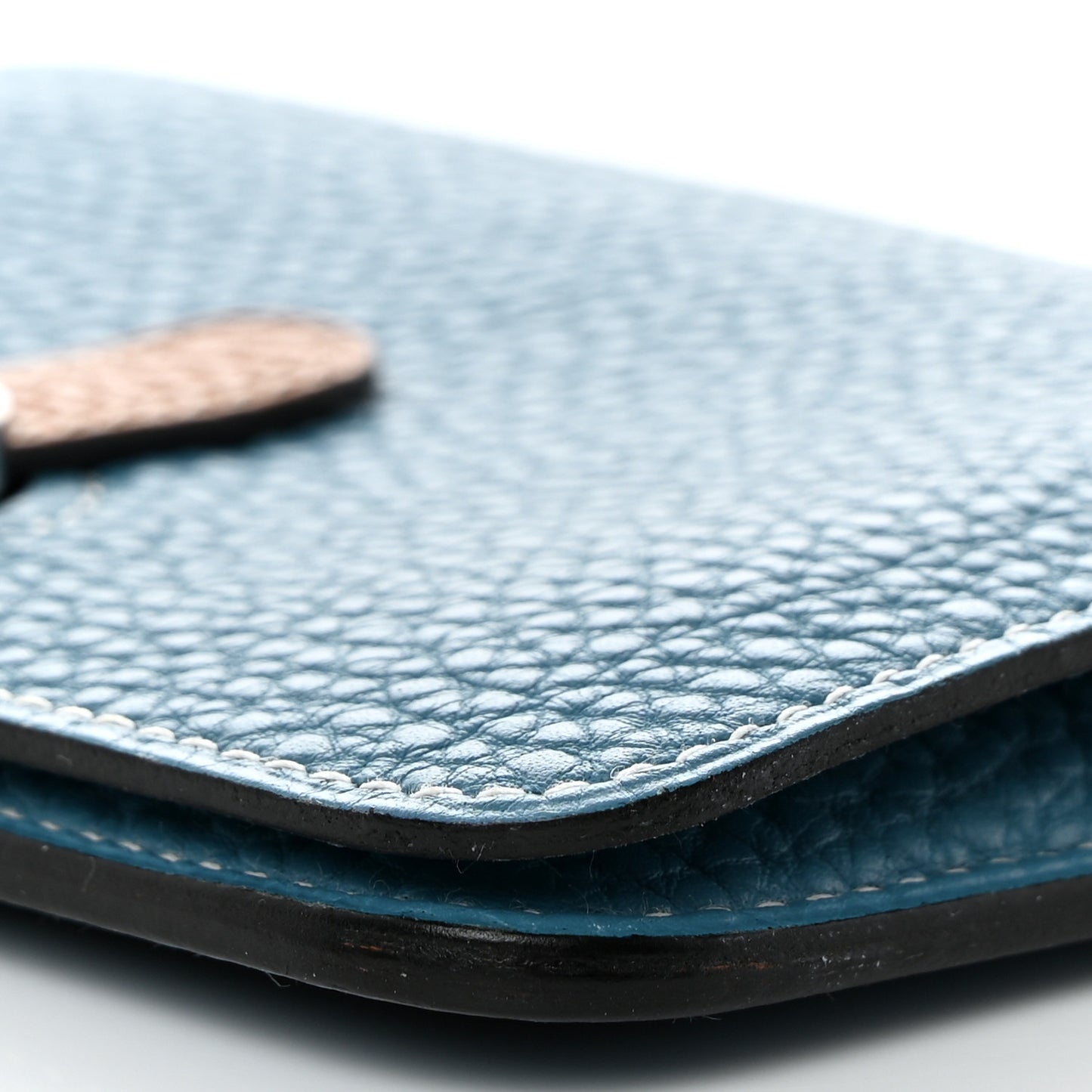 Togo Verso Dogon Compact Wallet Blue Jean Gold