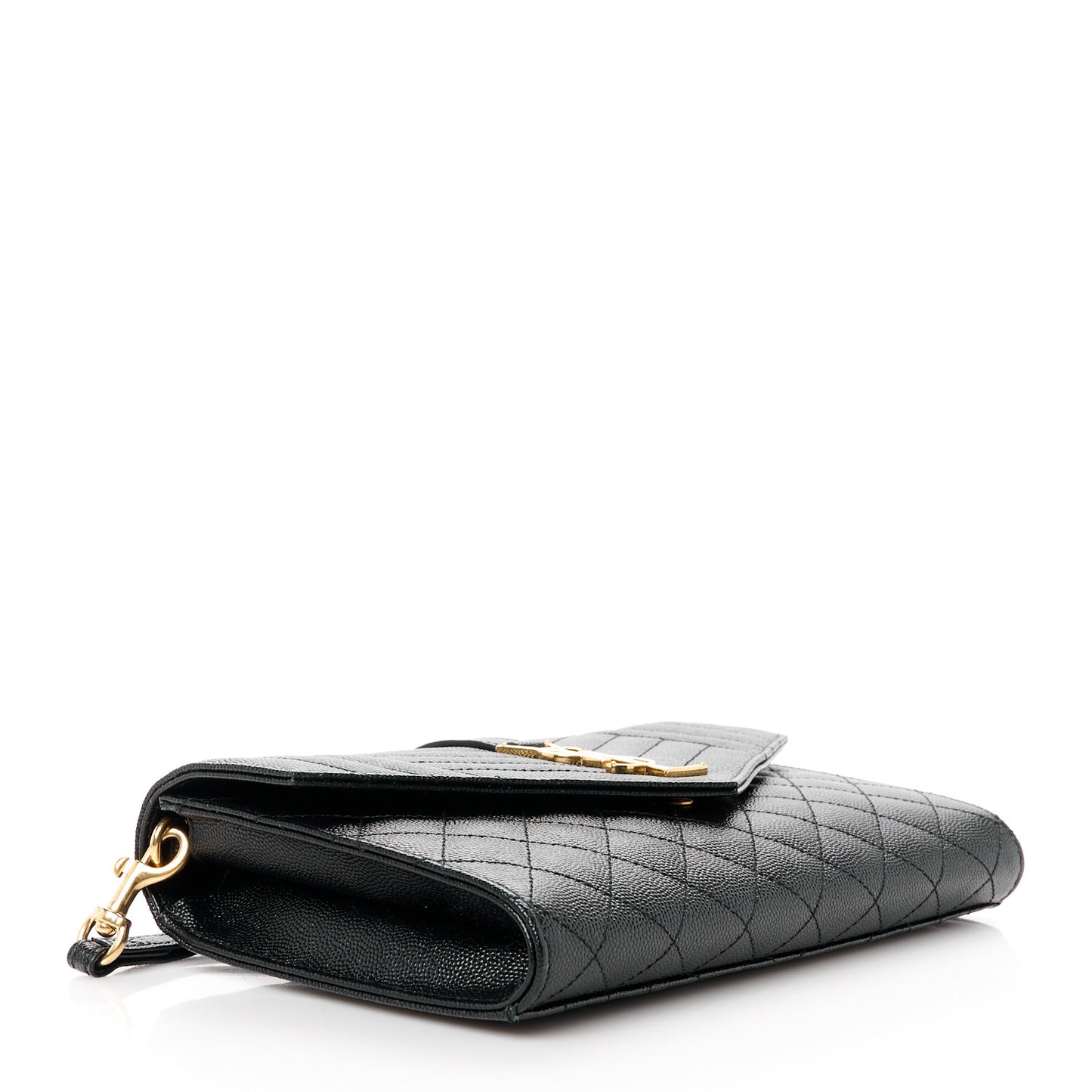 Grain De Poudre Textured Mixed Matelasse Triquilt Monogram Clutch Black