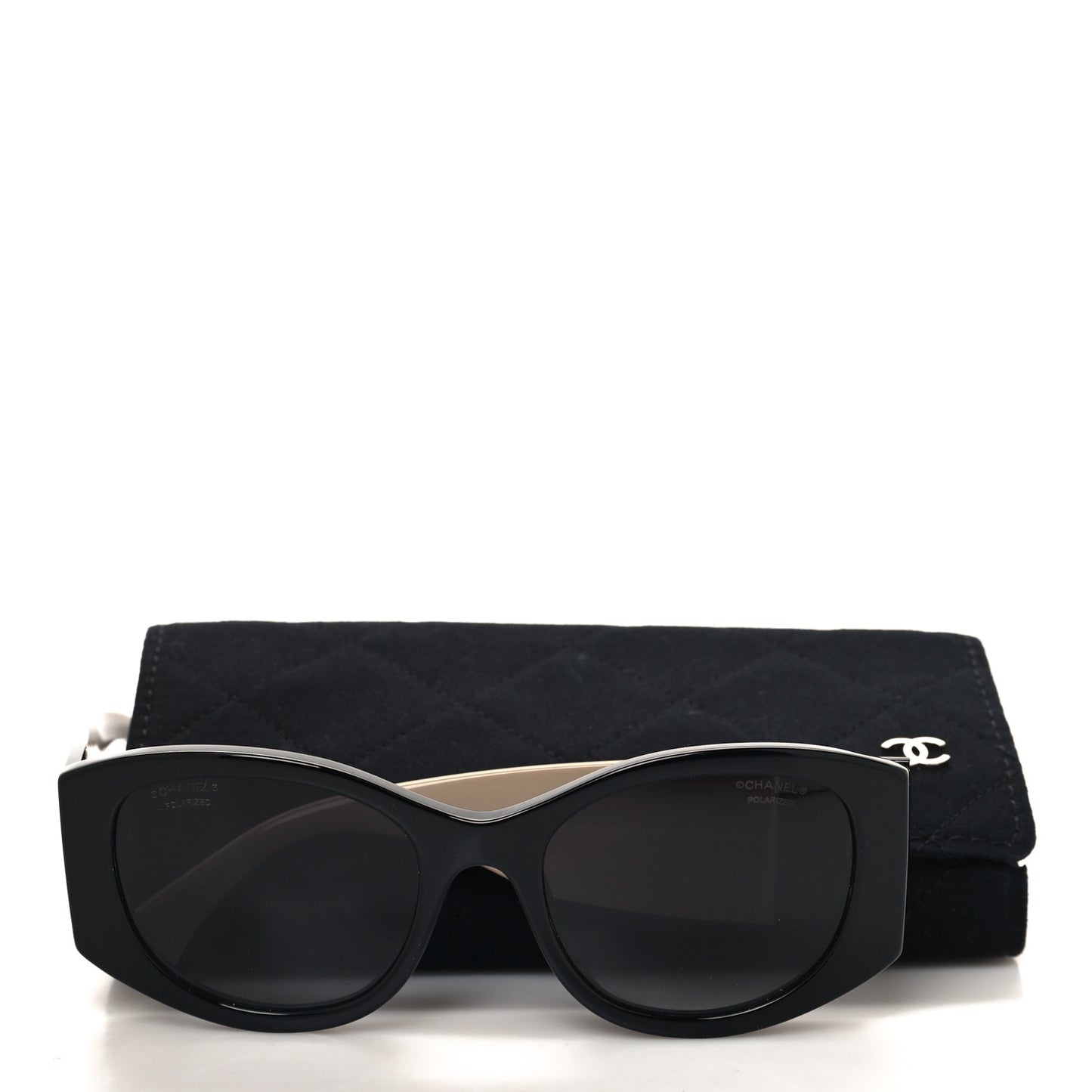 Acetate Oval Sunglasses 5524 Black Beige