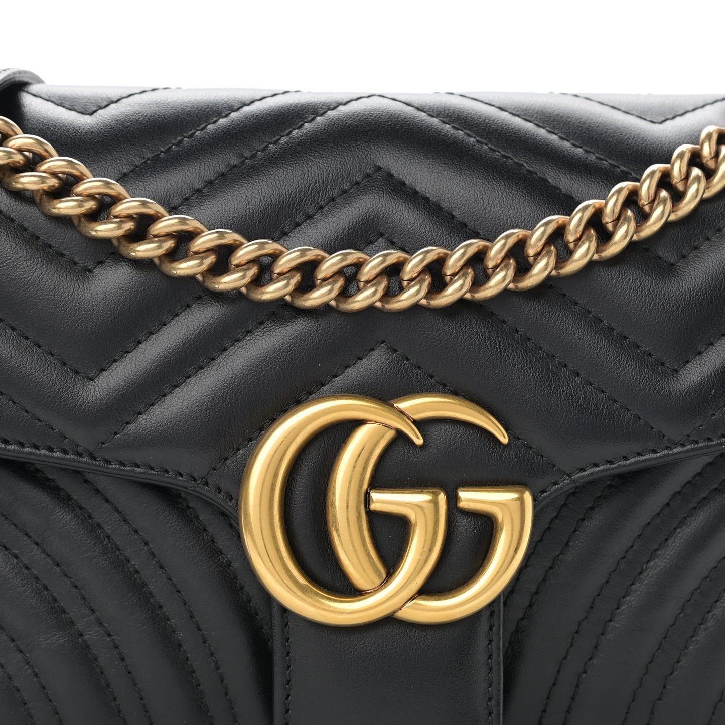 Calfskin Matelasse Small GG Marmont Shoulder Bag Black