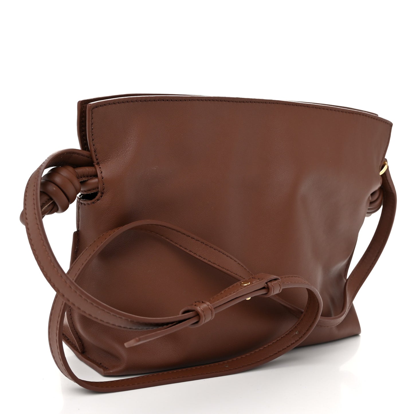 X SUNA FUJITA Nappa Flamenco Knot Clutch Havana