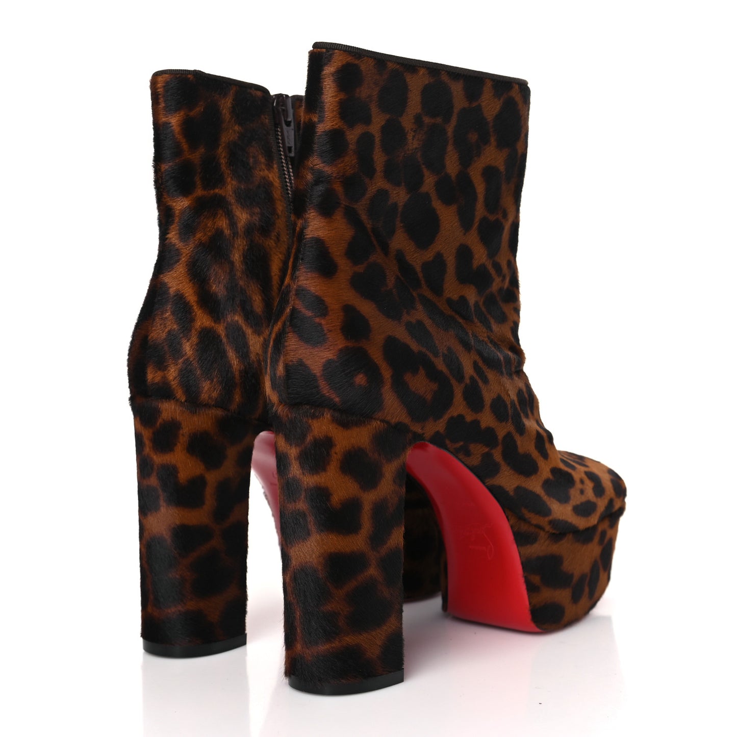 Pony Hair Leopard Print Protoboot Platform Ankle Boots 37 Brown