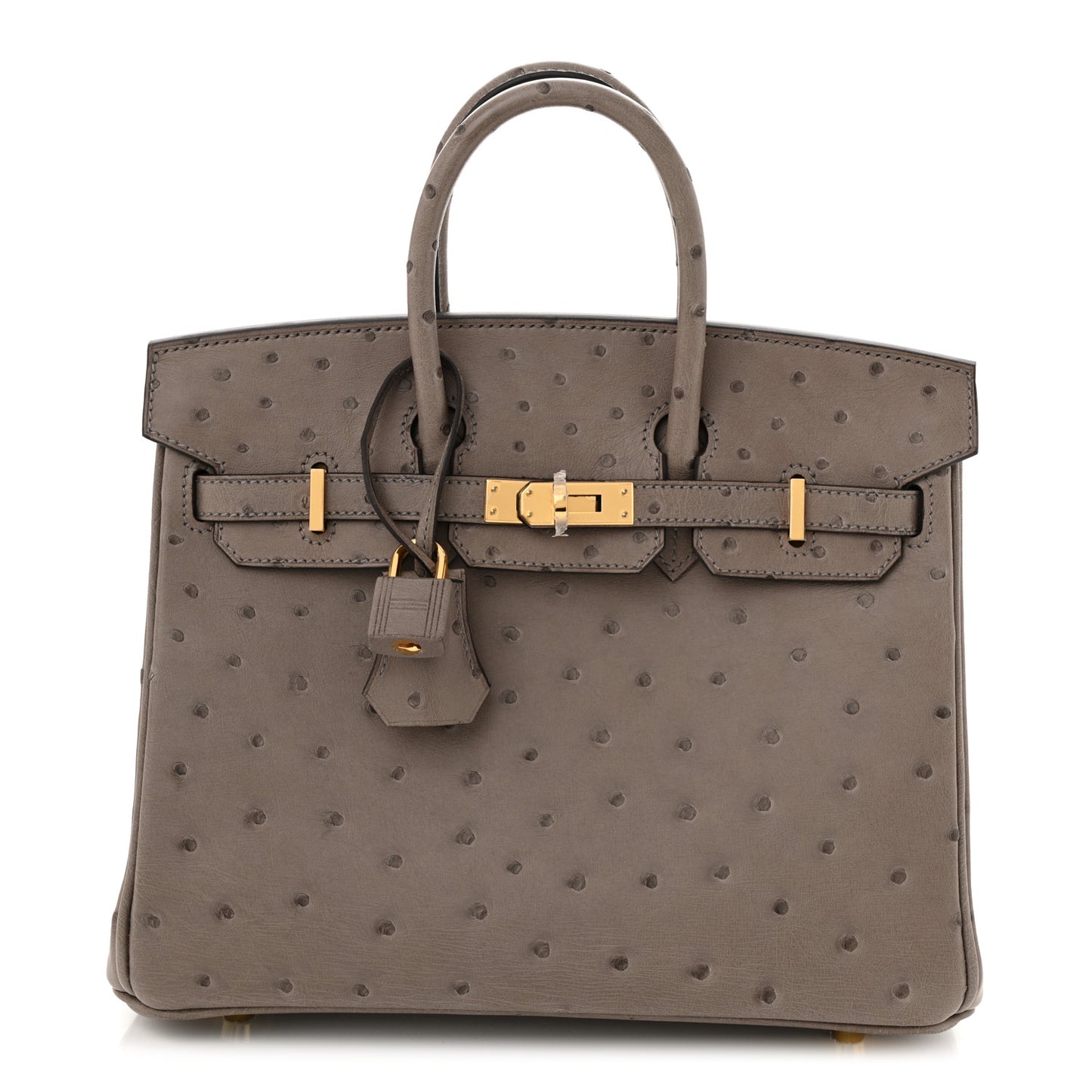 Ostrich Birkin 25 Gris Tourterelle