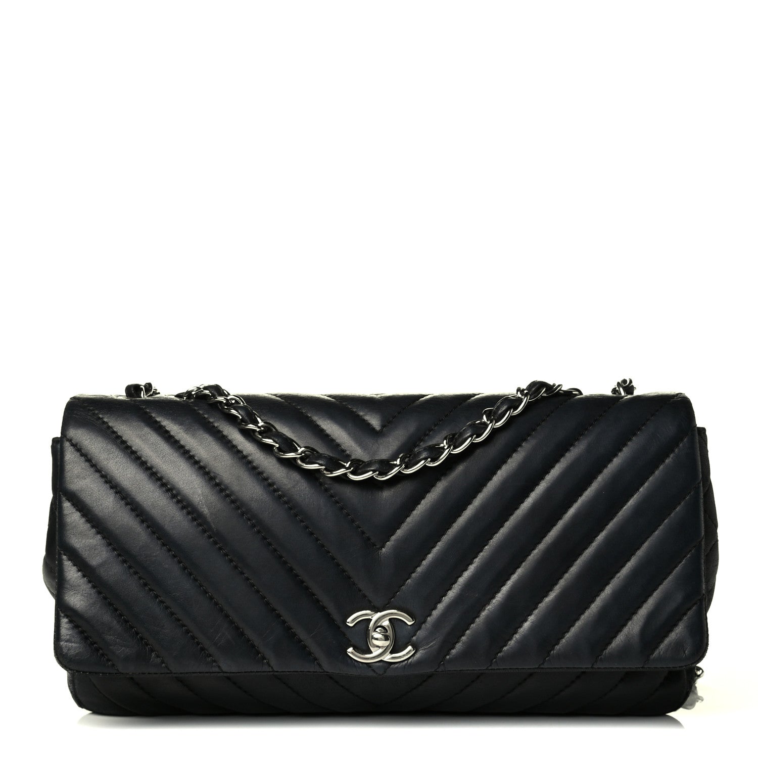 Chanel Lambskin Chevron Quilted Single Flap Black 1 of 7