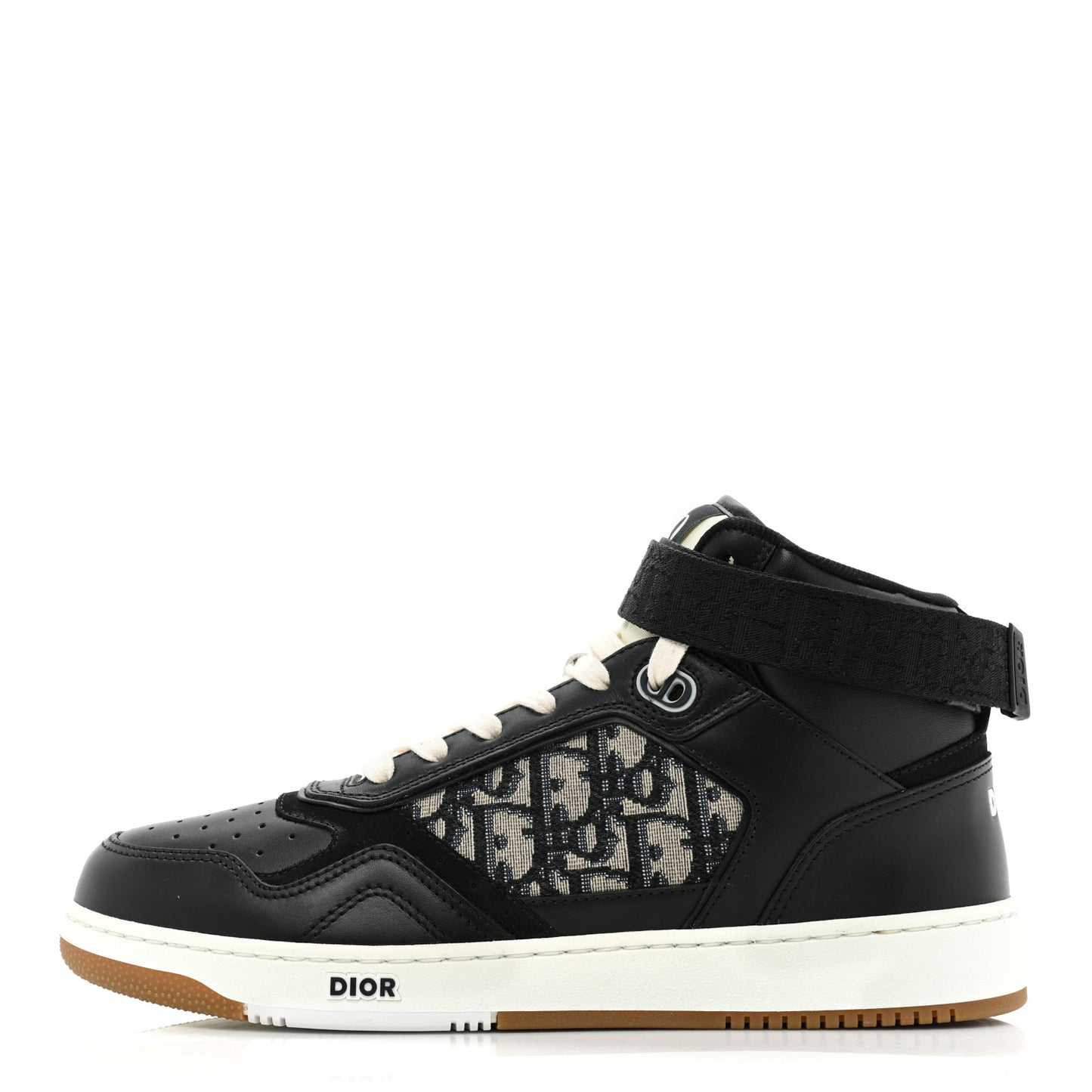 Smooth Calfskin Jacquard Oblique Mens B27 Mid Top Sneakers 41.5 Black Blue