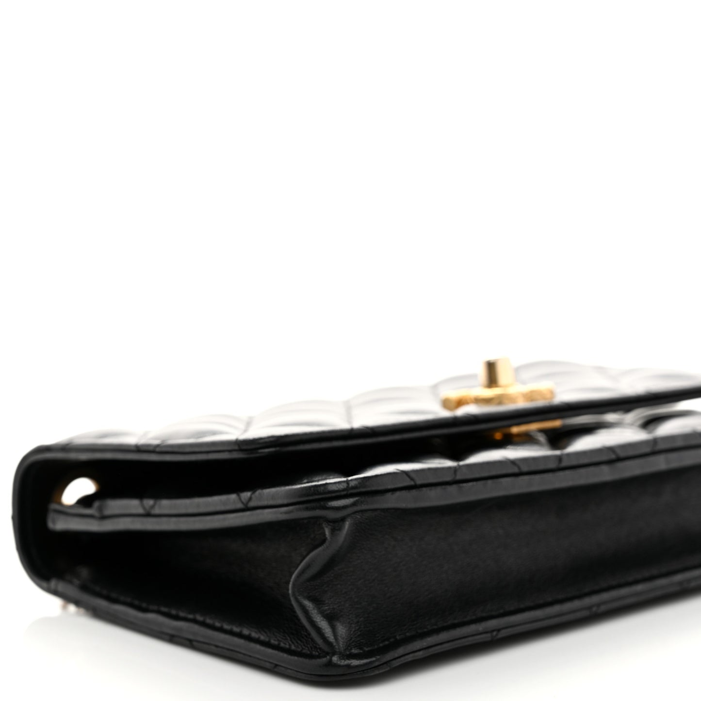 Lambskin Quilted Pillow Crush Wallet On Chain WOC Black
