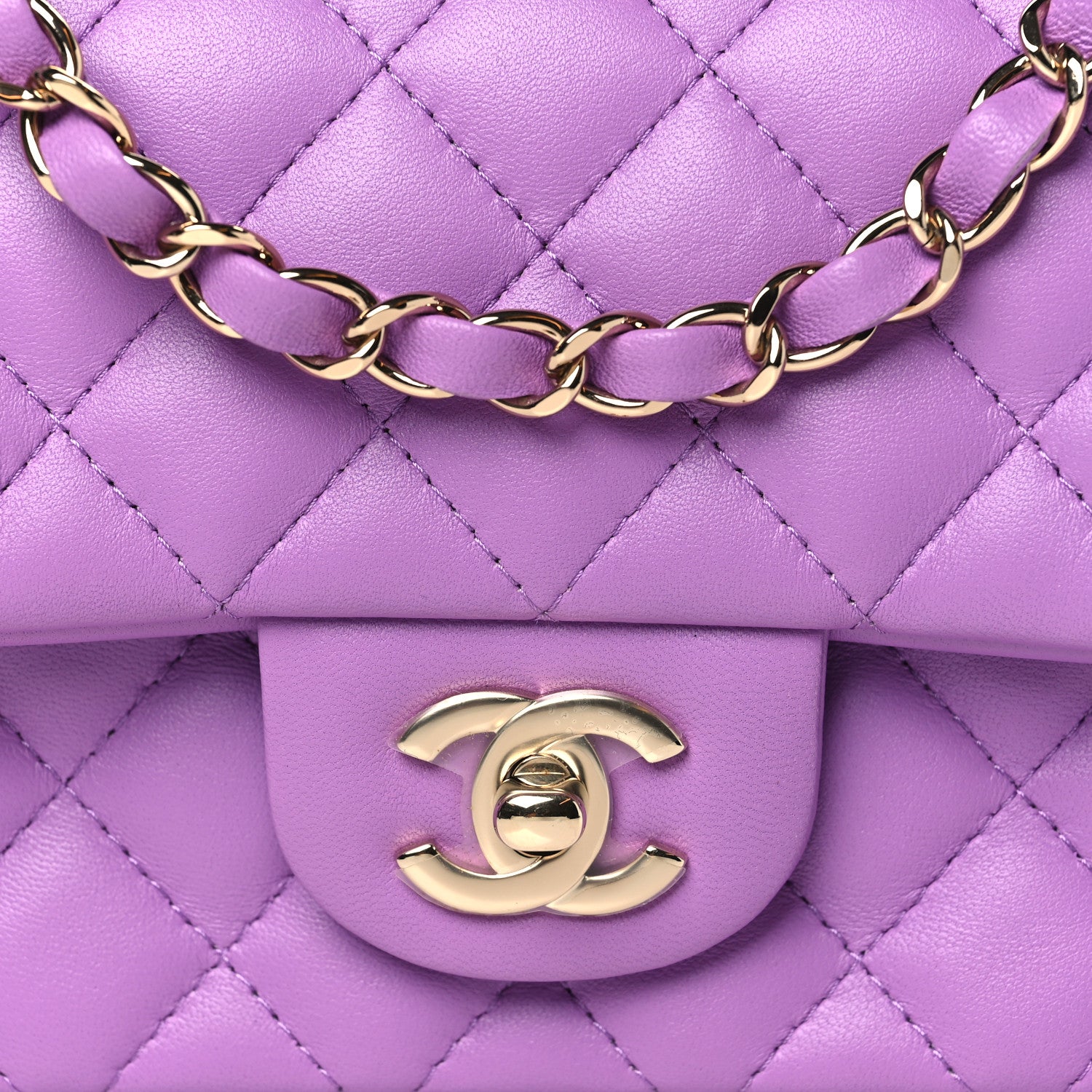 Chanel Lambskin Quilted Mini Rectangular Flap Purple 7 of 10