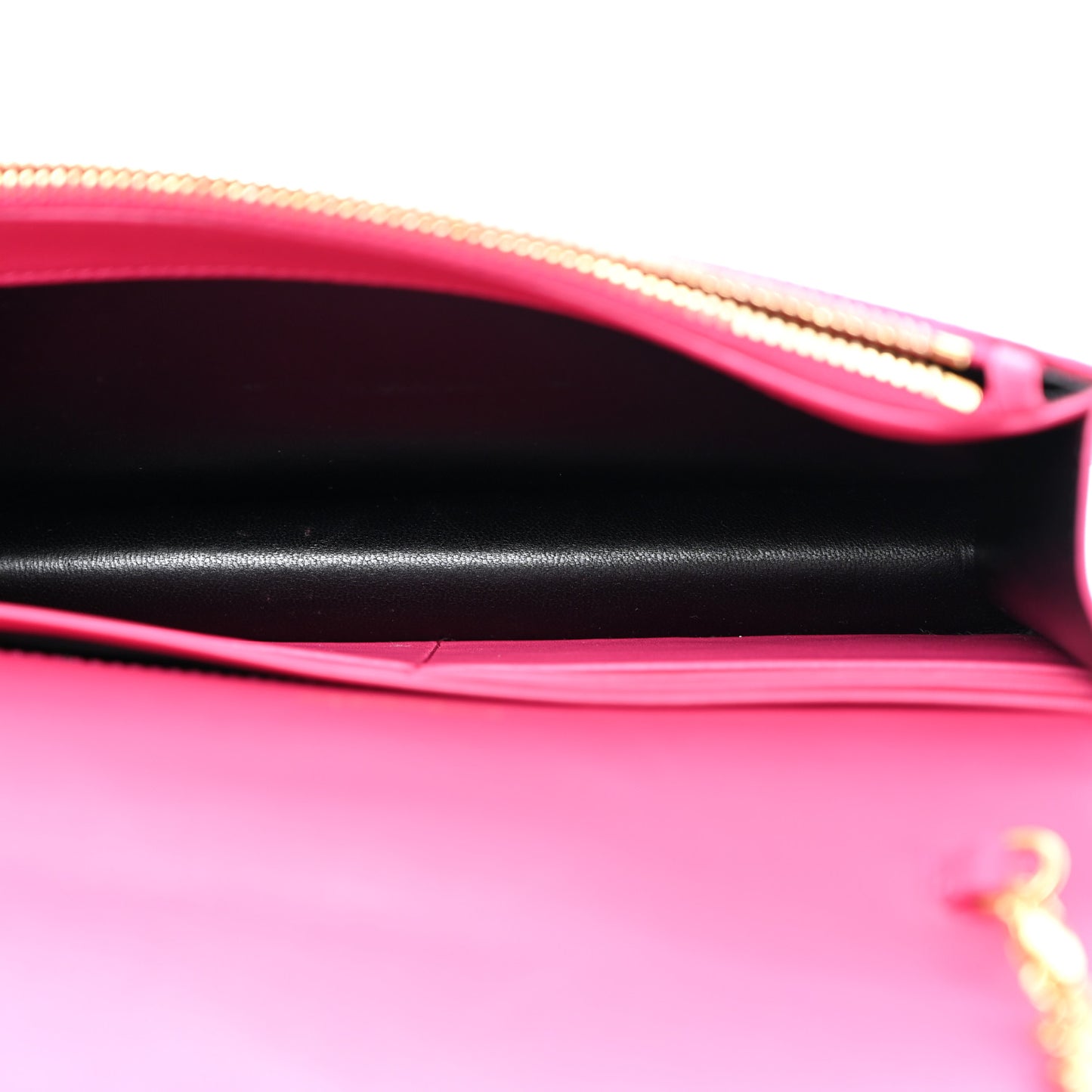 Satin Woven Monogram Kate Tassel Chain Wallet Guava Pink