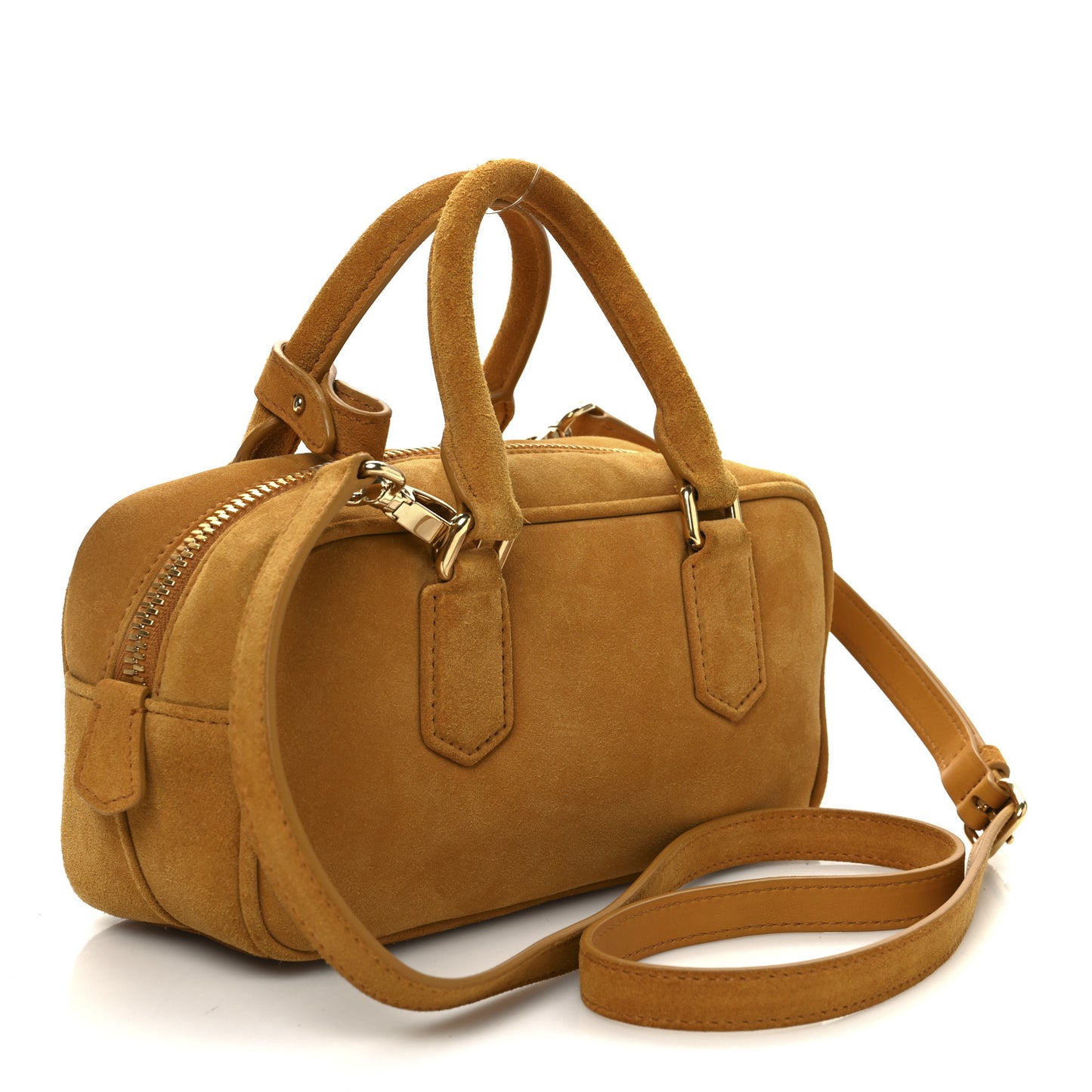 Suede Padded Regular Arcadie Top Handle Bag Whiskey
