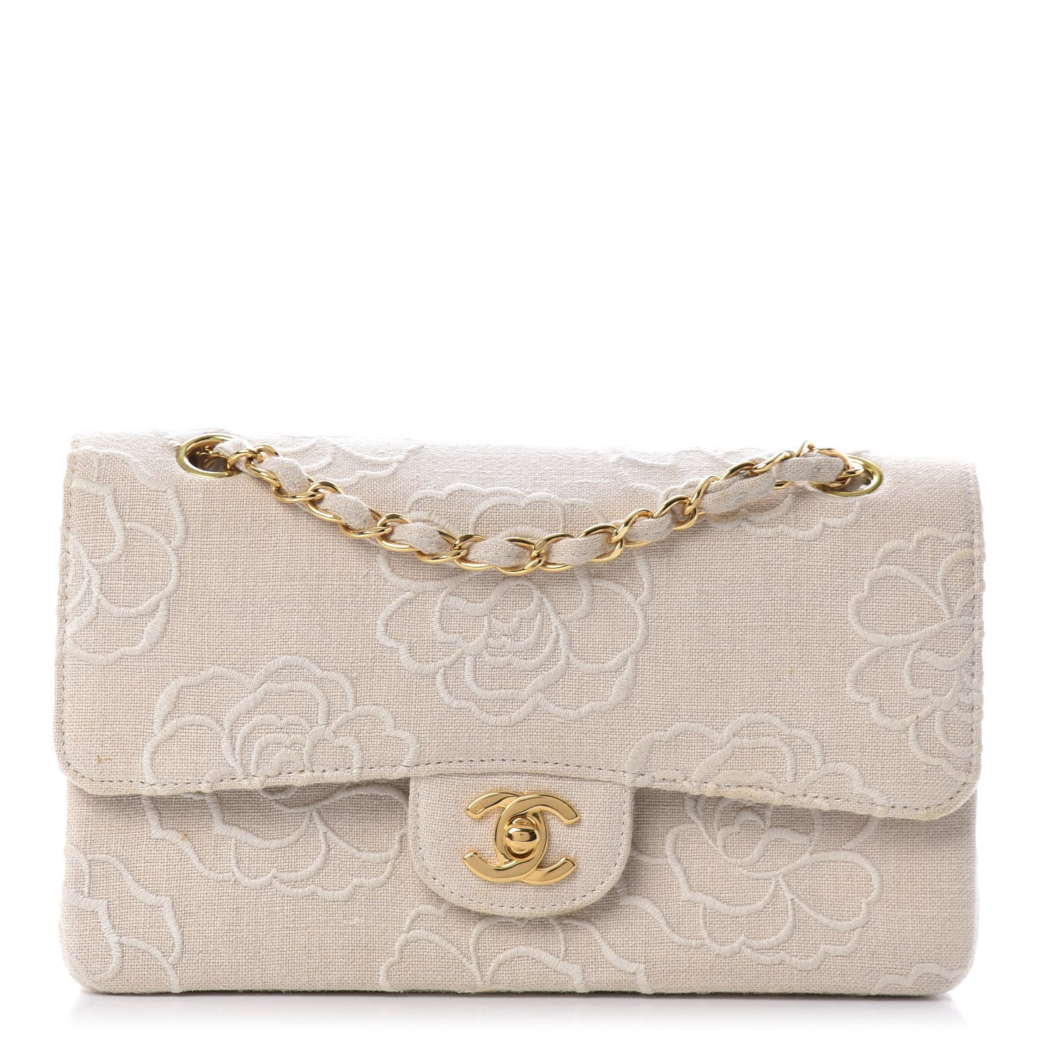 Chanel Canvas Camellia Small Double Flap Ivory 616479 – FASHIONPHILE