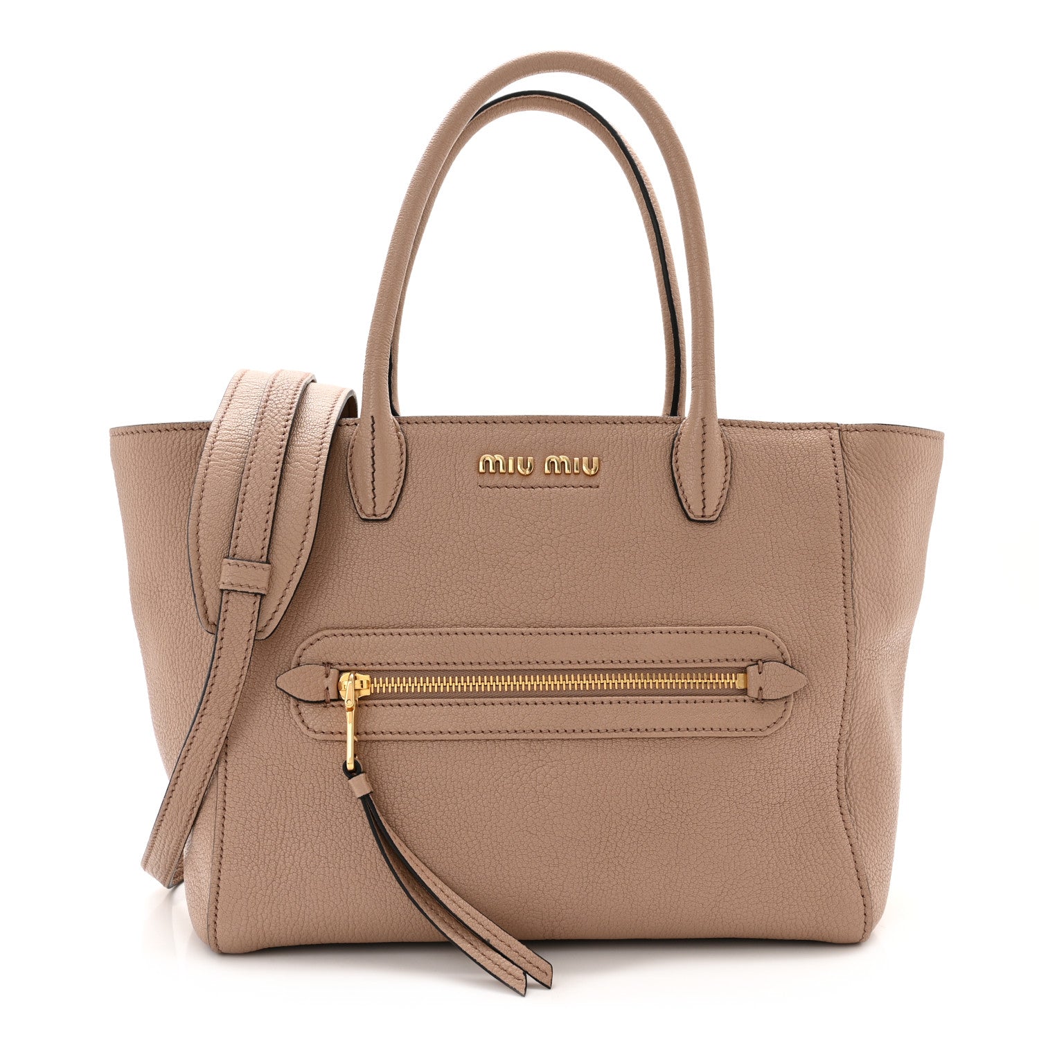 Miu Miu Goatskin Madras Zip Tote Cammeo 1 of 10