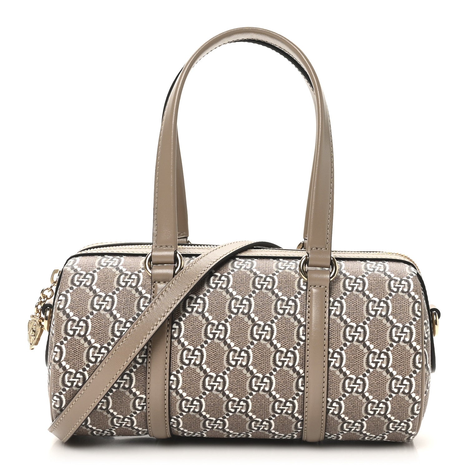 Gucci GG Shadow Monogram Ophidia Top Handle Bowler Bag Taupe
