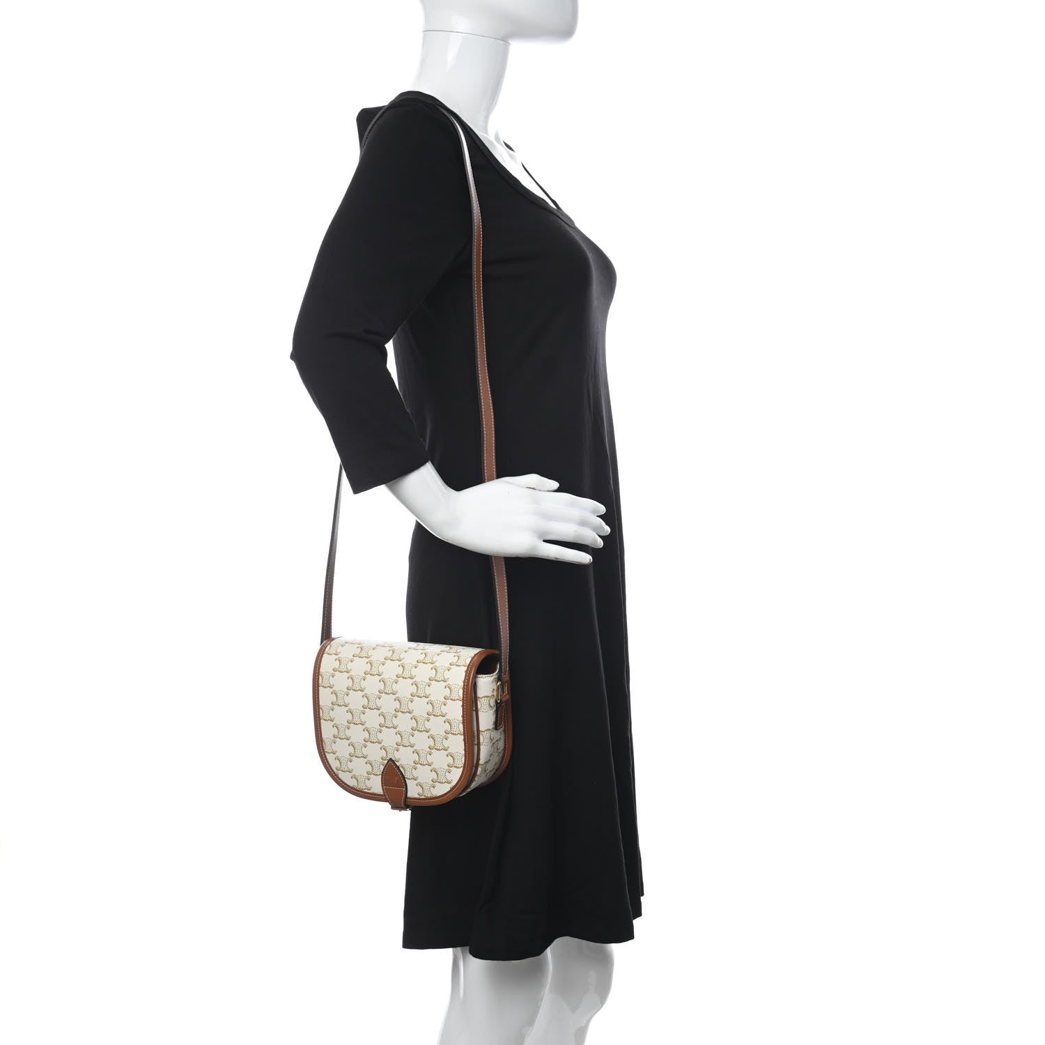 Celine Triomphe Canvas Medium Folco Bag White 2 of 9