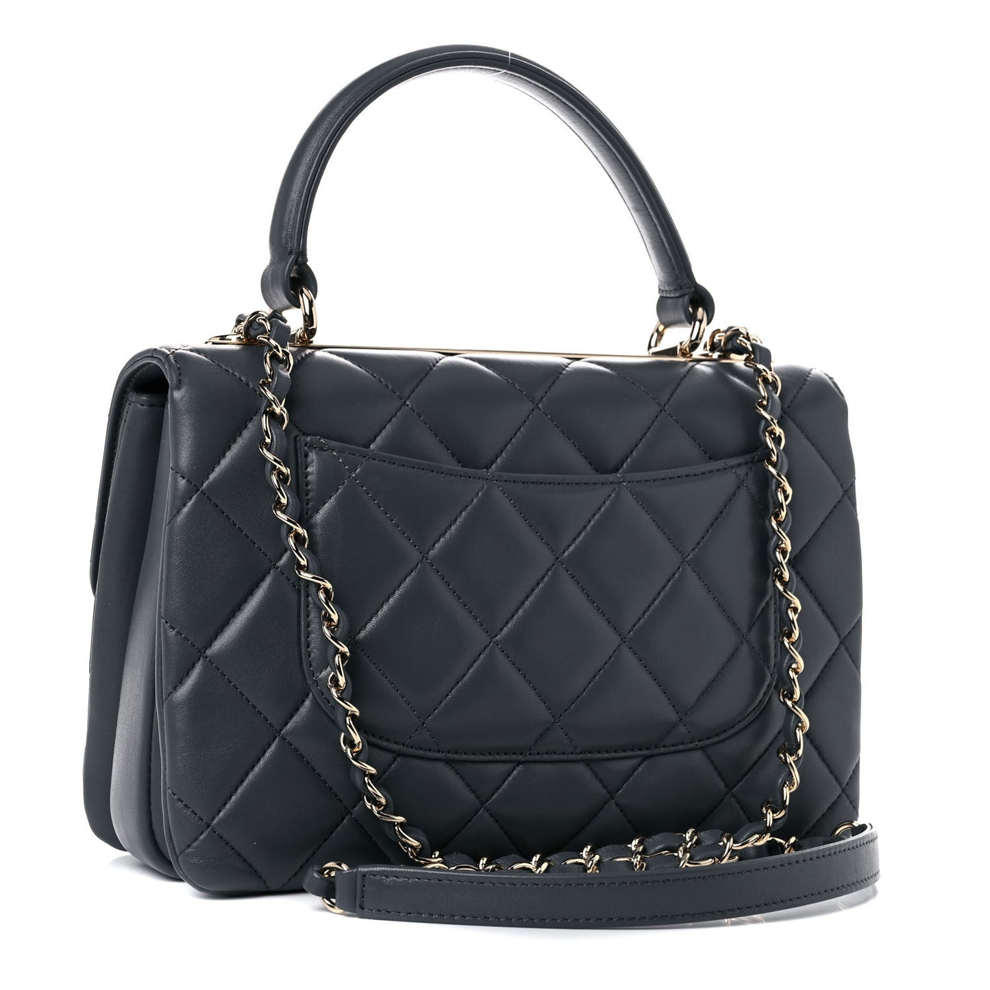 Lambskin Quilted Small Trendy CC Dual Handle Flap Bag Dark Grey