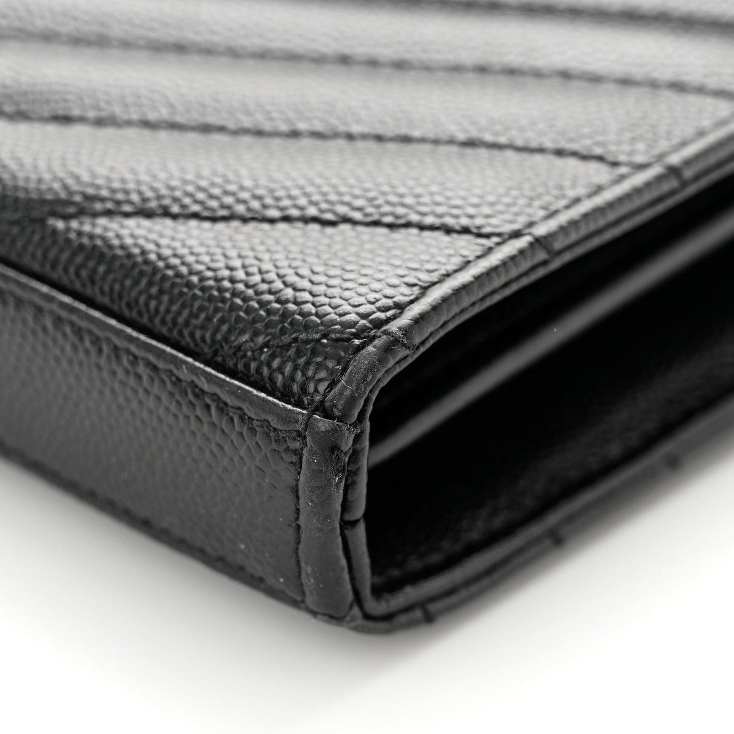 Grain De Poudre Matelasse Chevron Monogram Monochrome Chain Wallet Black