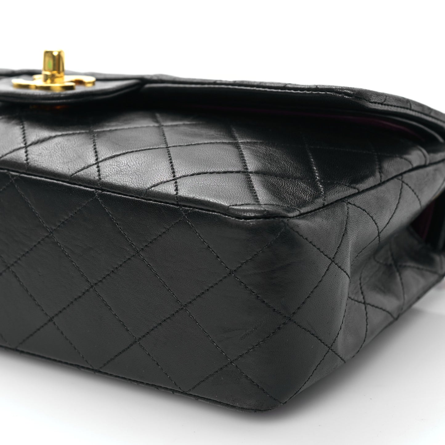 Lambskin Quilted Medium Double Flap Black