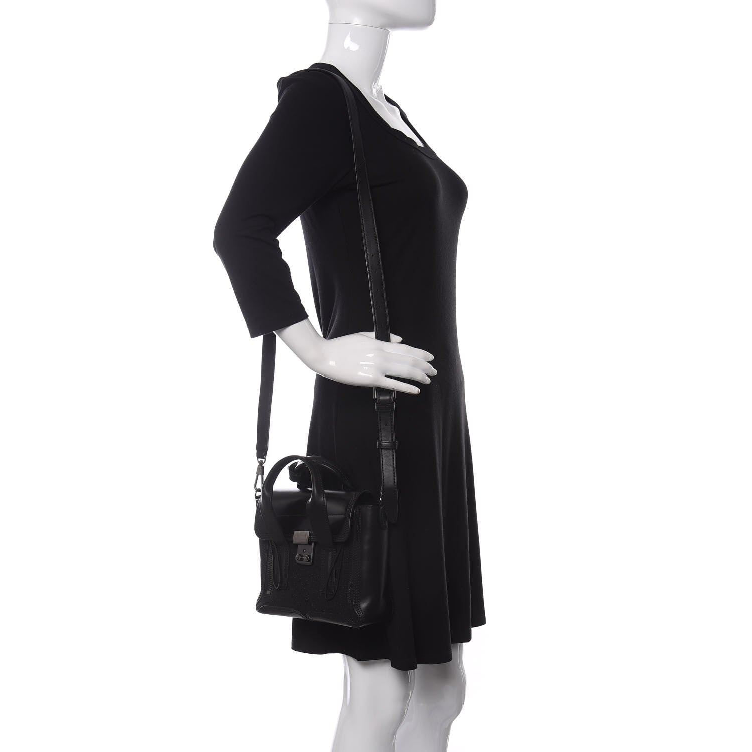 3.1 Phillip Lim Smooth Calfskin Glitter Mini Pashli Satchel Black 2 of 8
