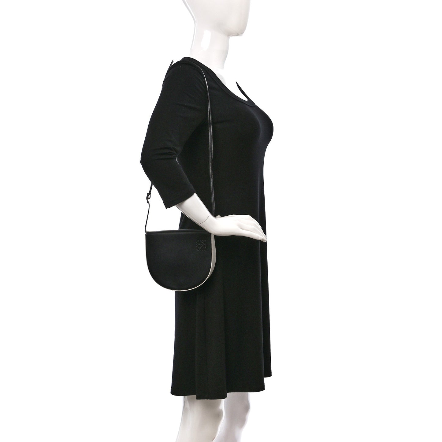 Soft Calfskin Heel Bag Black Soft White