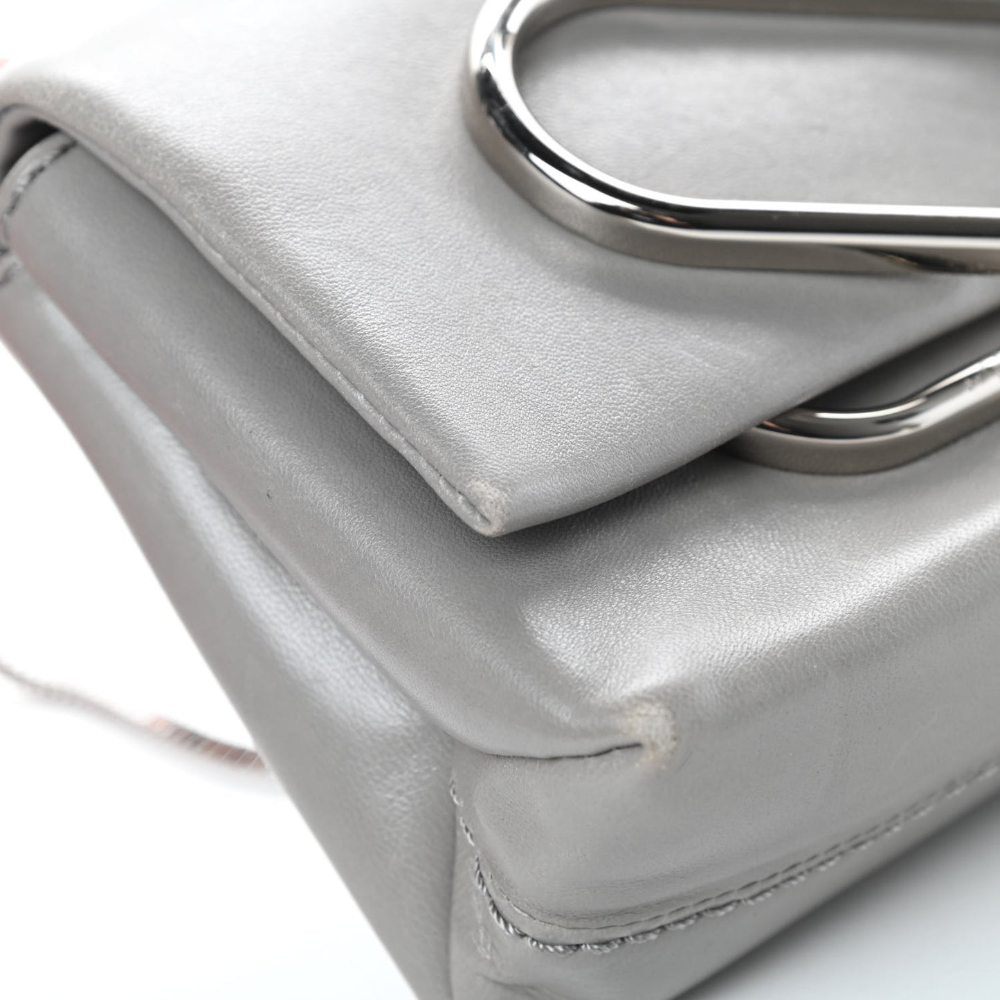 Calfskin Alix Soft Flap Clutch Grey