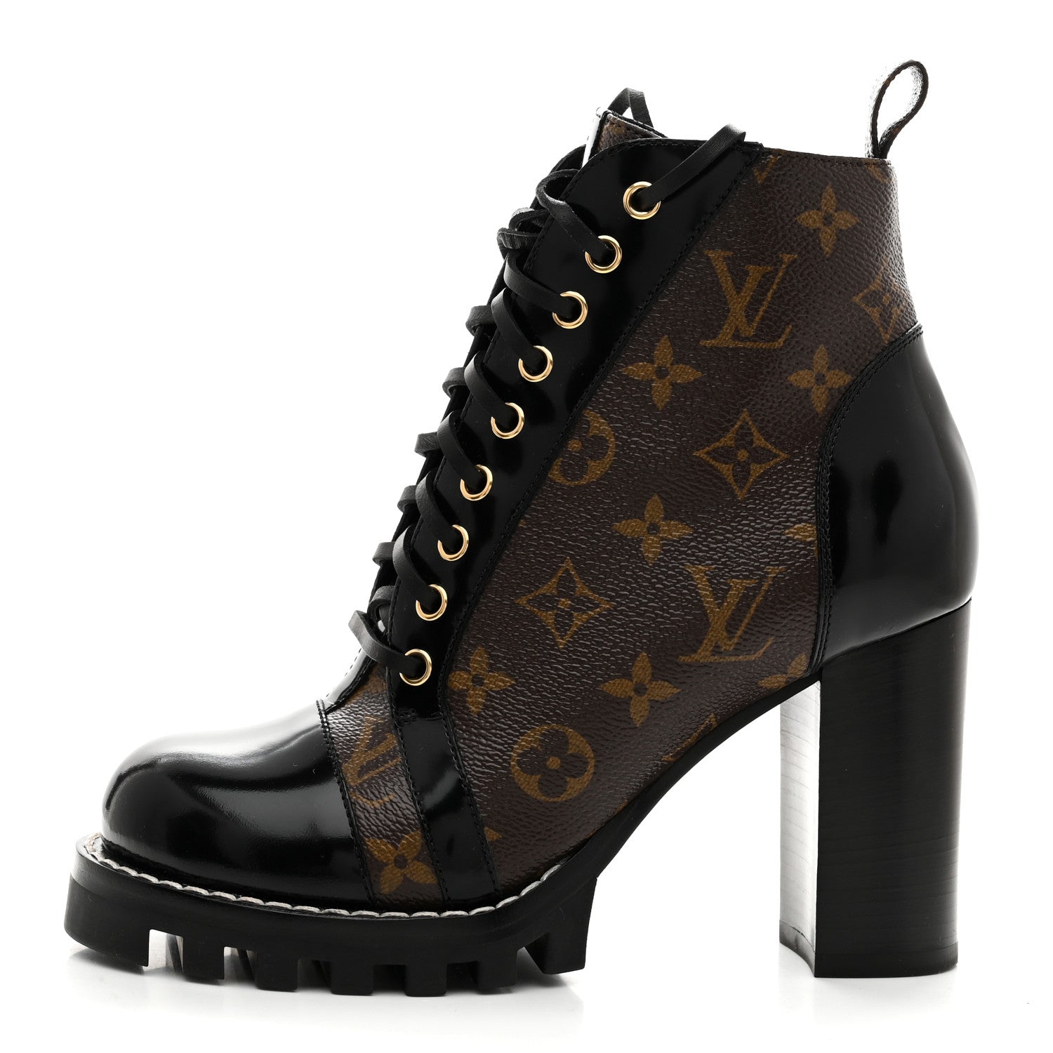 ま*ー様 Louis Vuitton スタートレイル 38 Louis Vuitton Patent Calfskin Monogram Star Trail Ankle Boots 38