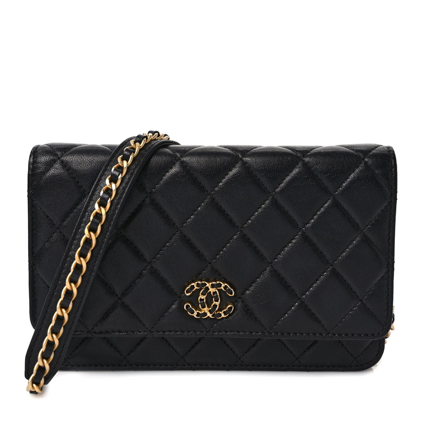 Lambskin Quilted Infinity Wallet On Chain WOC Black