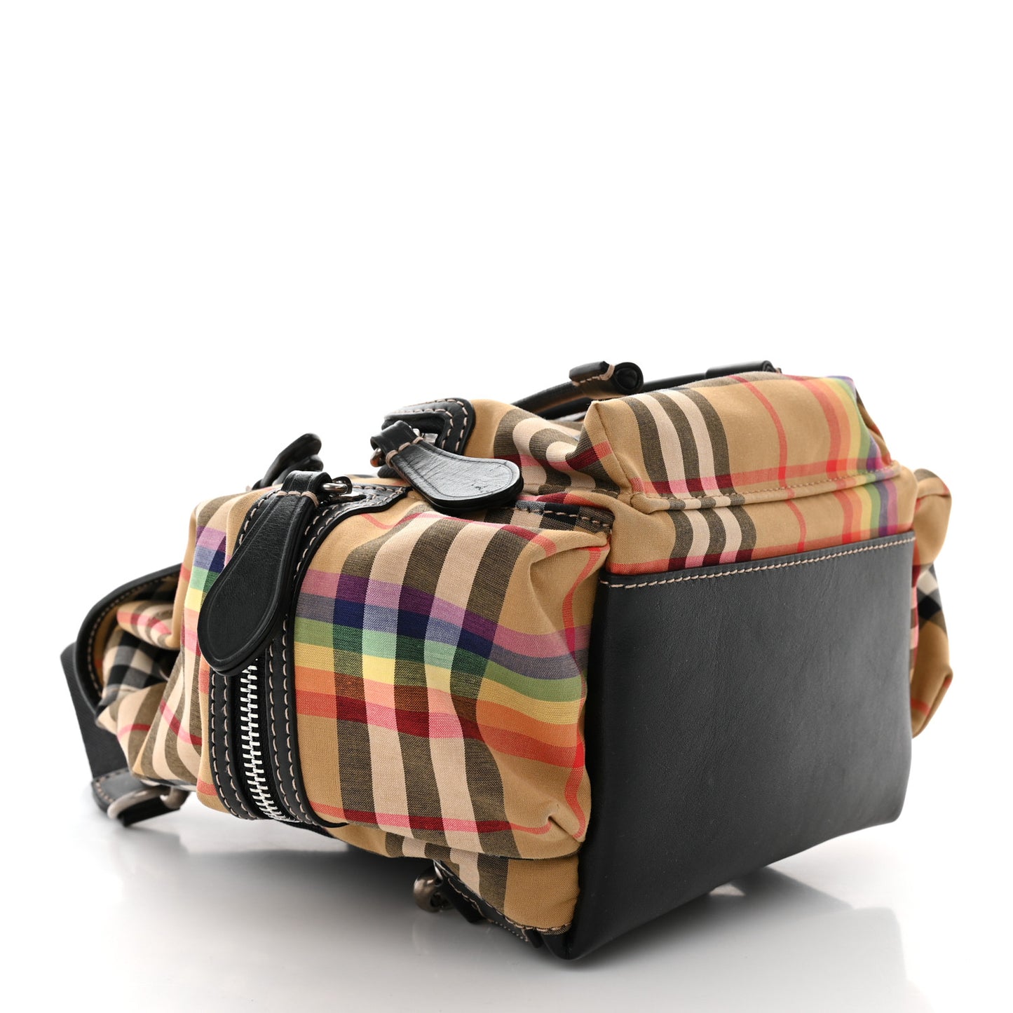 Vintage Rainbow Check Small Rucksack Backpack Antique Yellow