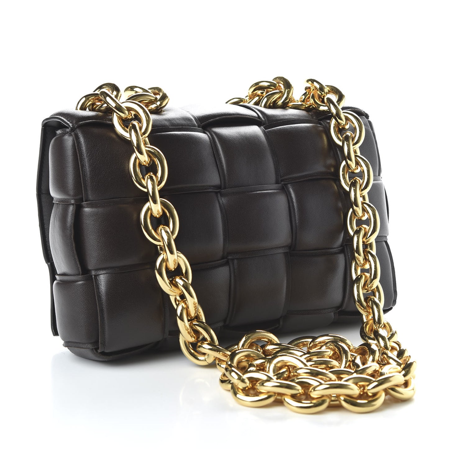 Lambskin Maxi Intreccio Padded Chain Cassette Crossbody Bag Black