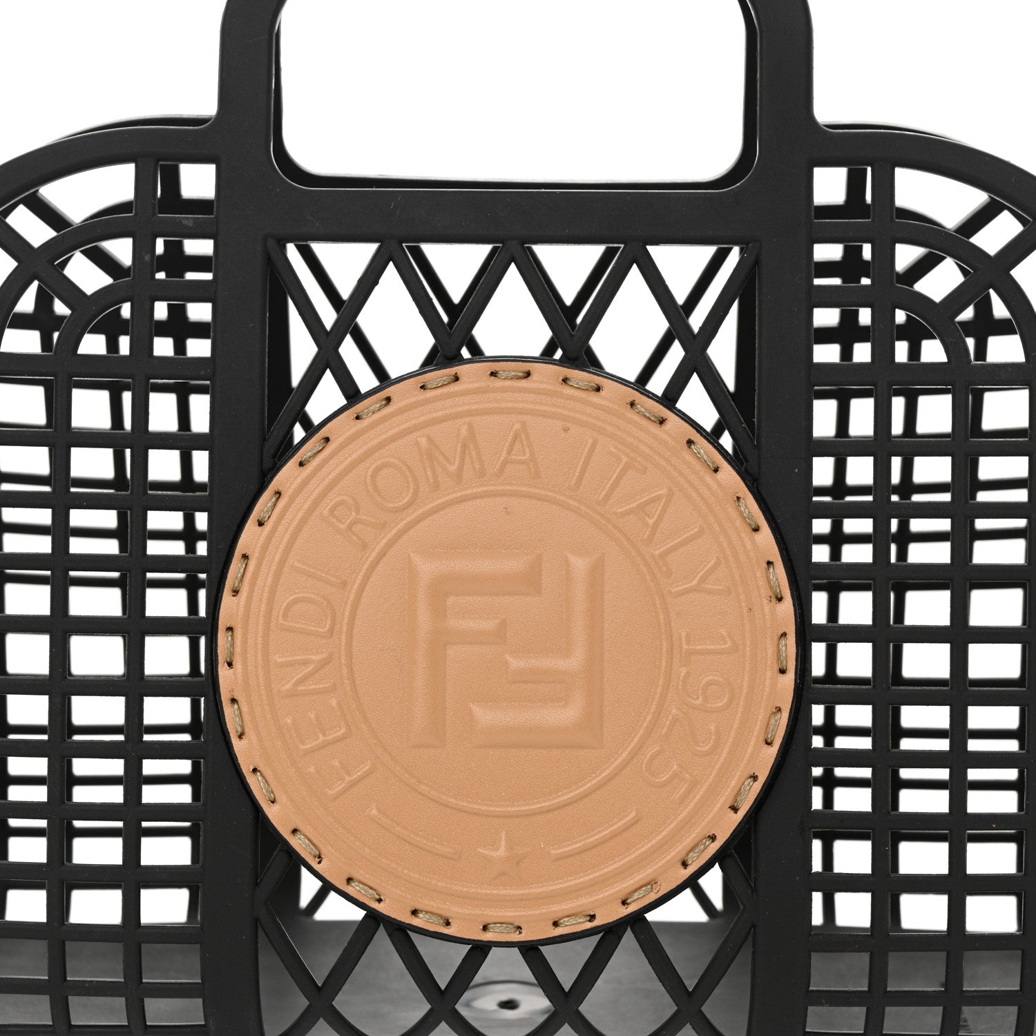Fendi Recycled Plastic Vitello Liberty Matte Small Fendi Basket Black Miele Scuro 9 of 11
