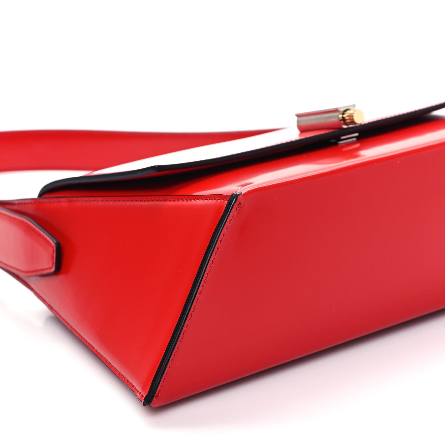 Brushed Calfskin Medium Geometric Prisma Shoulder Bag Flame Red