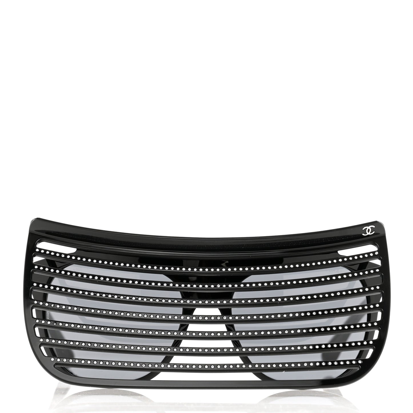 Shield Square Crystal Embellished Coco Beach Sunglasses Black Gray