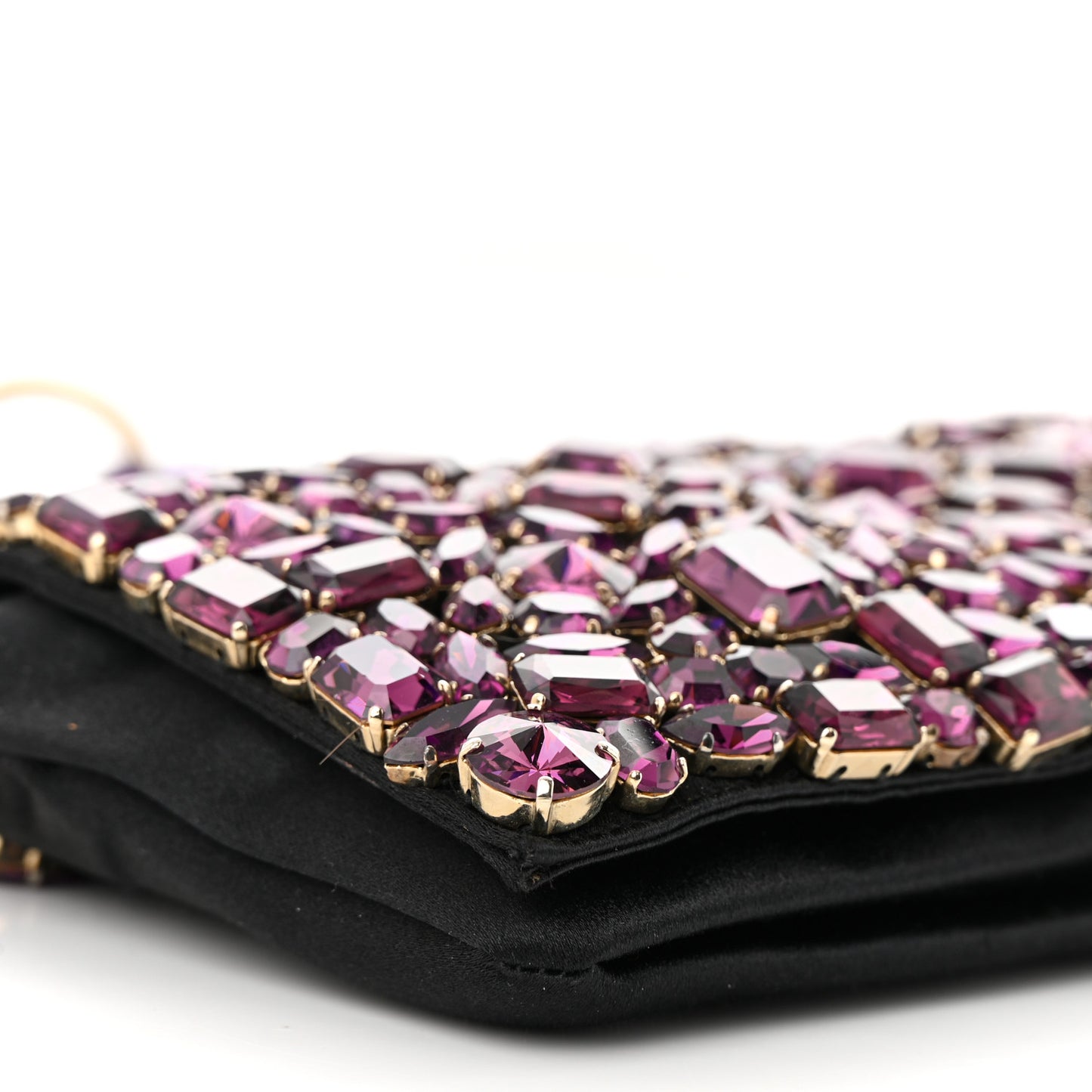 Satin Jeweled Clutch Purple