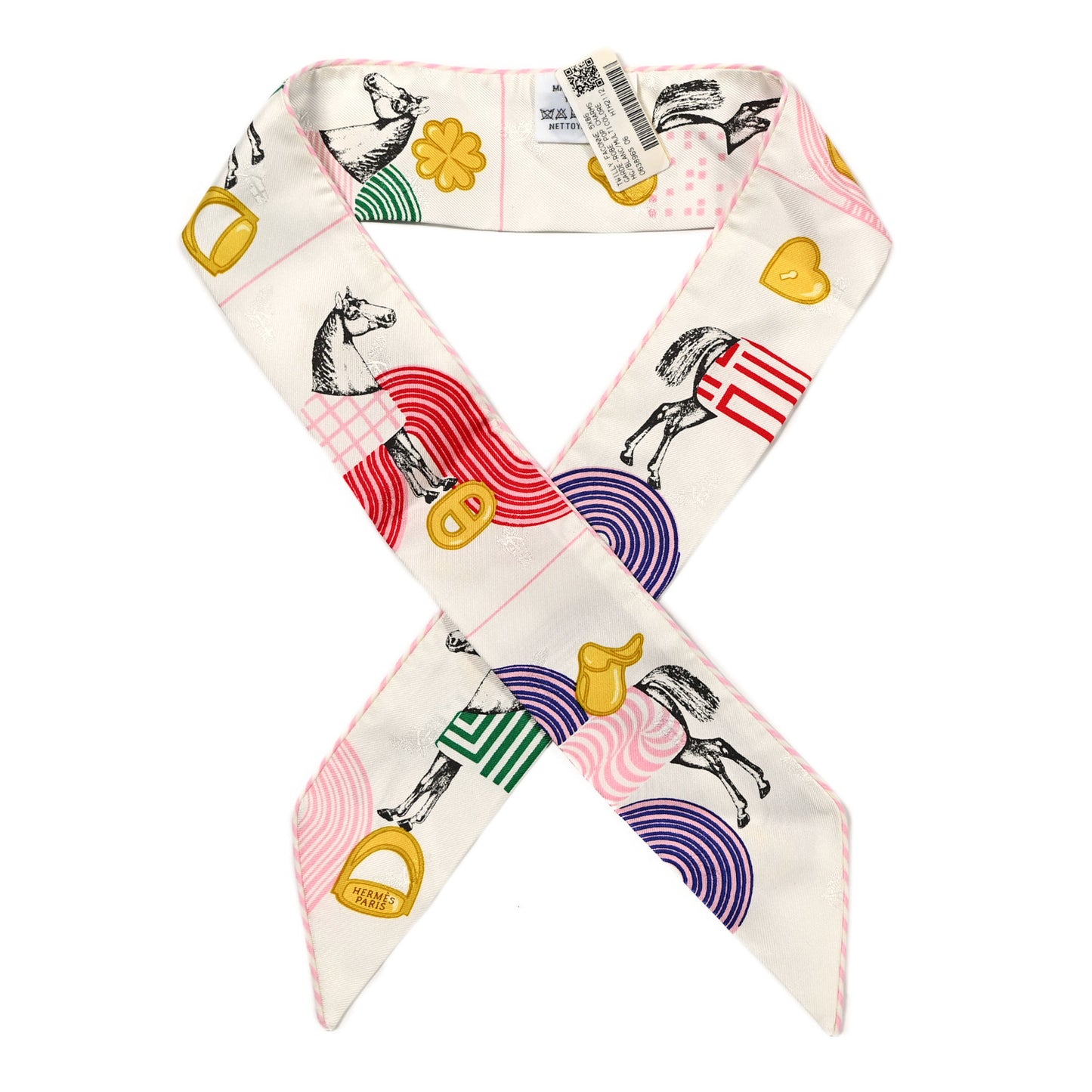 Silk Garde Robe Pop Charms Twilly White Multicolor