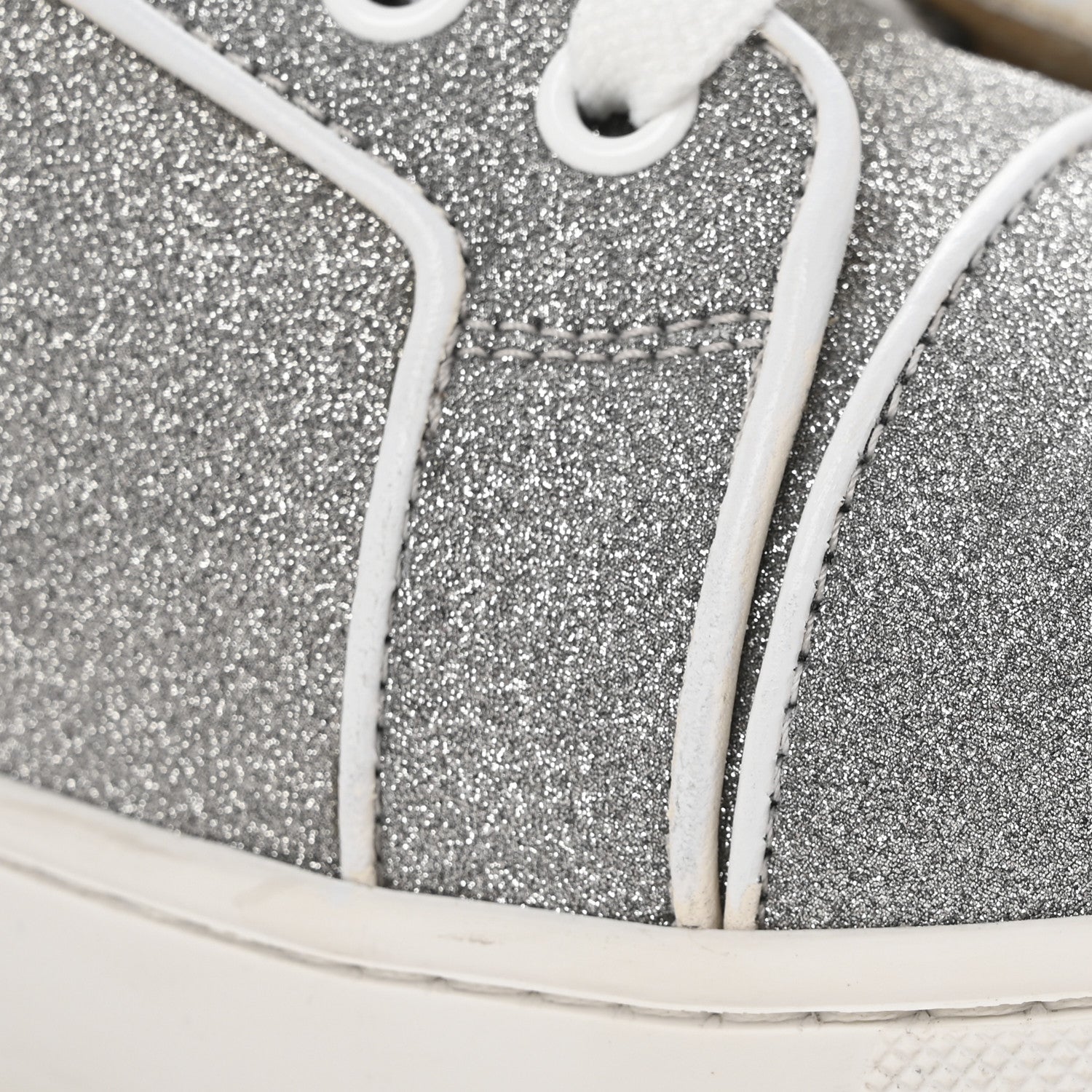 Christian Louboutin Glitter Calfskin Vieira Flat Sneakers 40.5 Silver 10 of 12