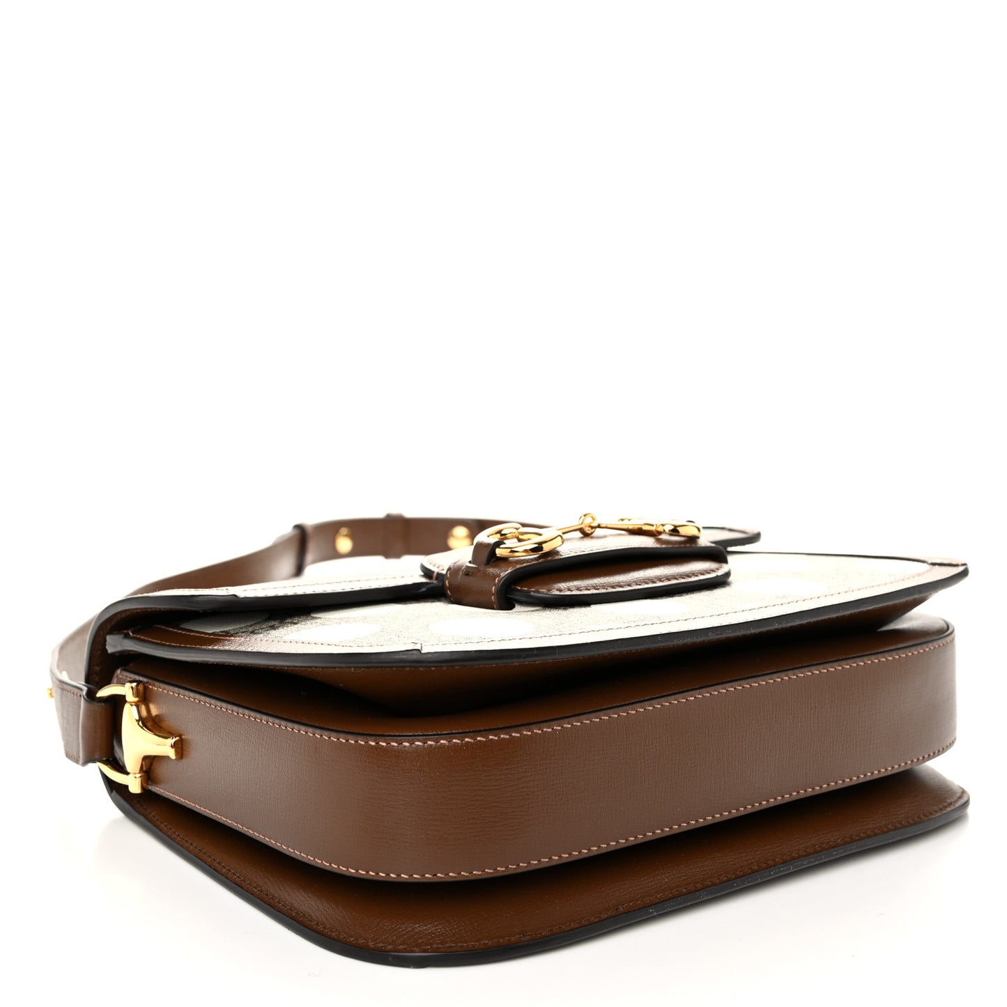 GG Supreme Monogram Geometric Horsebit 1955 Shoulder Bag Beige Multicolor Brown Sugar