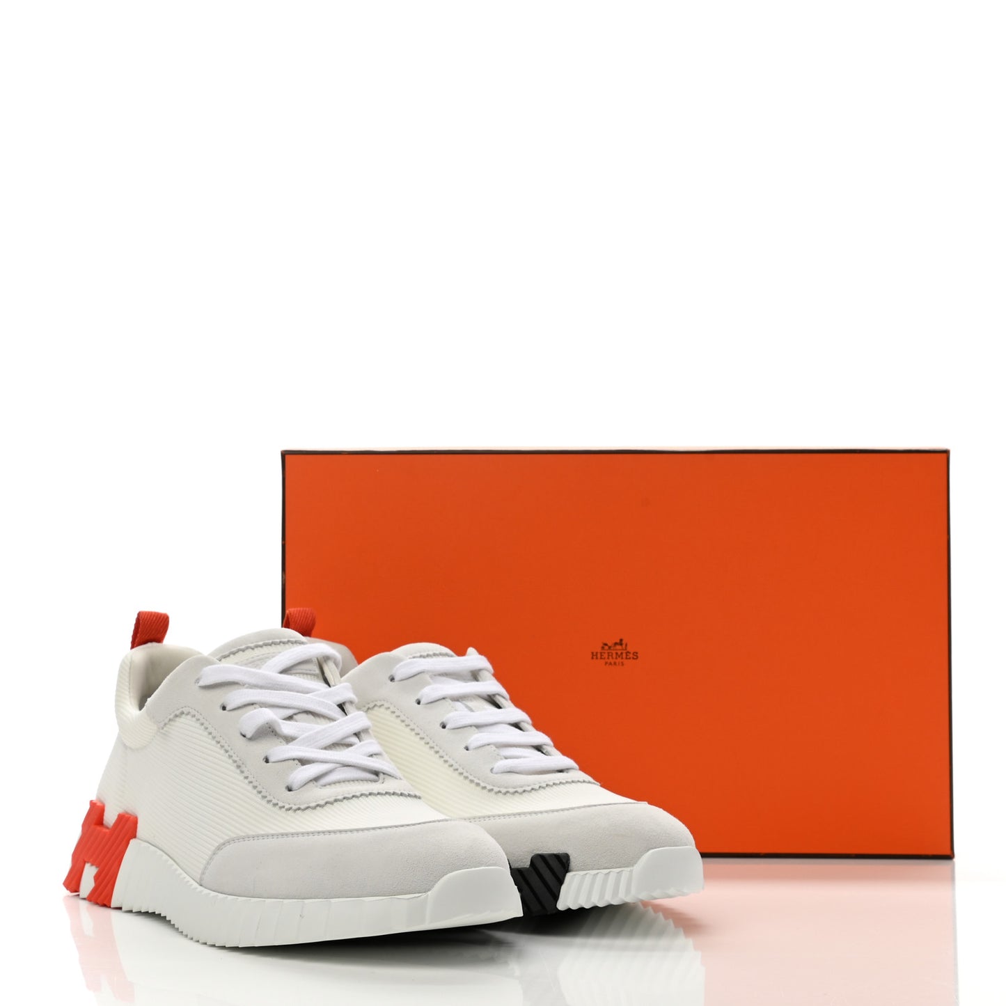 Technical Canvas Suede Goatskin Bouncing Sneakers 42 White Orange