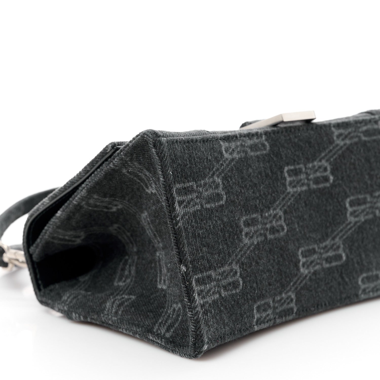 Balenciaga Washed Denim BB Monogram Small Hourglass Top Handle Bag Black 10 of 11