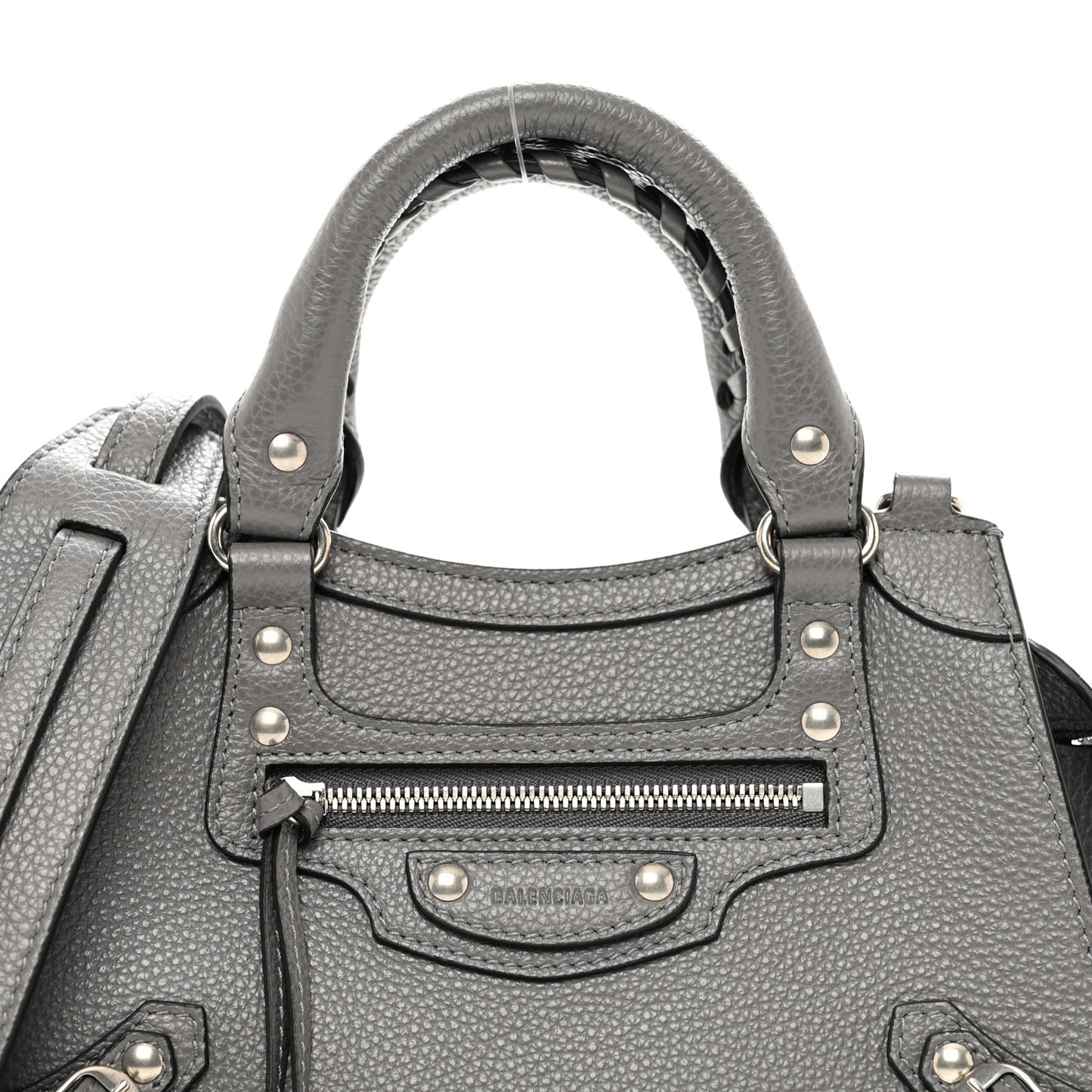 Grained Calfskin Neo Classic Silver Hardware Mini City Dark Grey