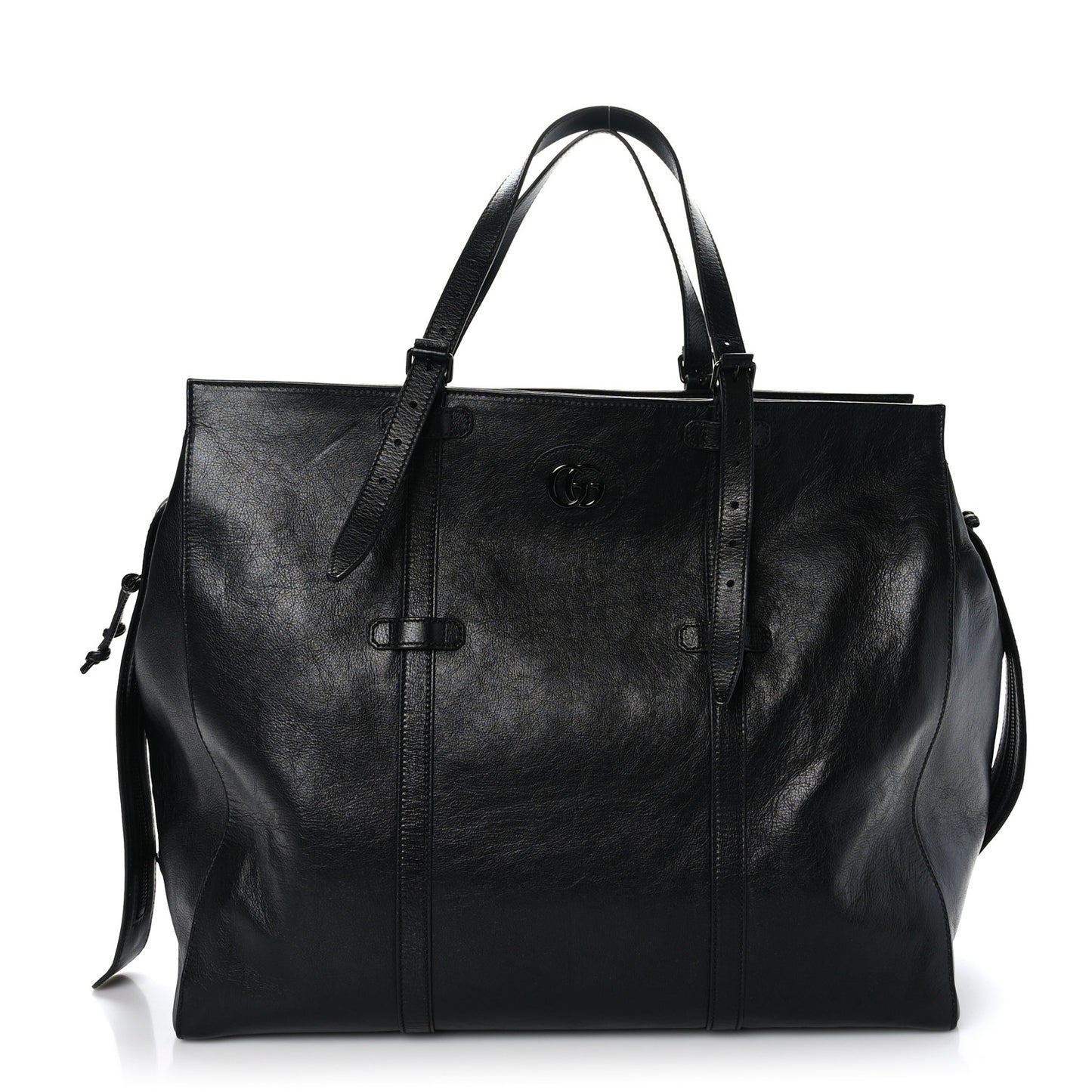 Calfskin Monochrome Medium Double G Tote Bag Black