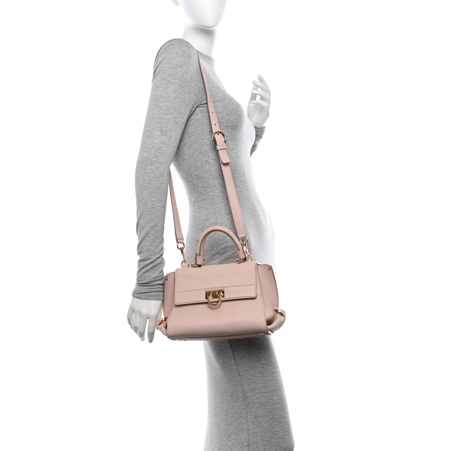 Grained Calfskin Small Sofia Satchel Macaron