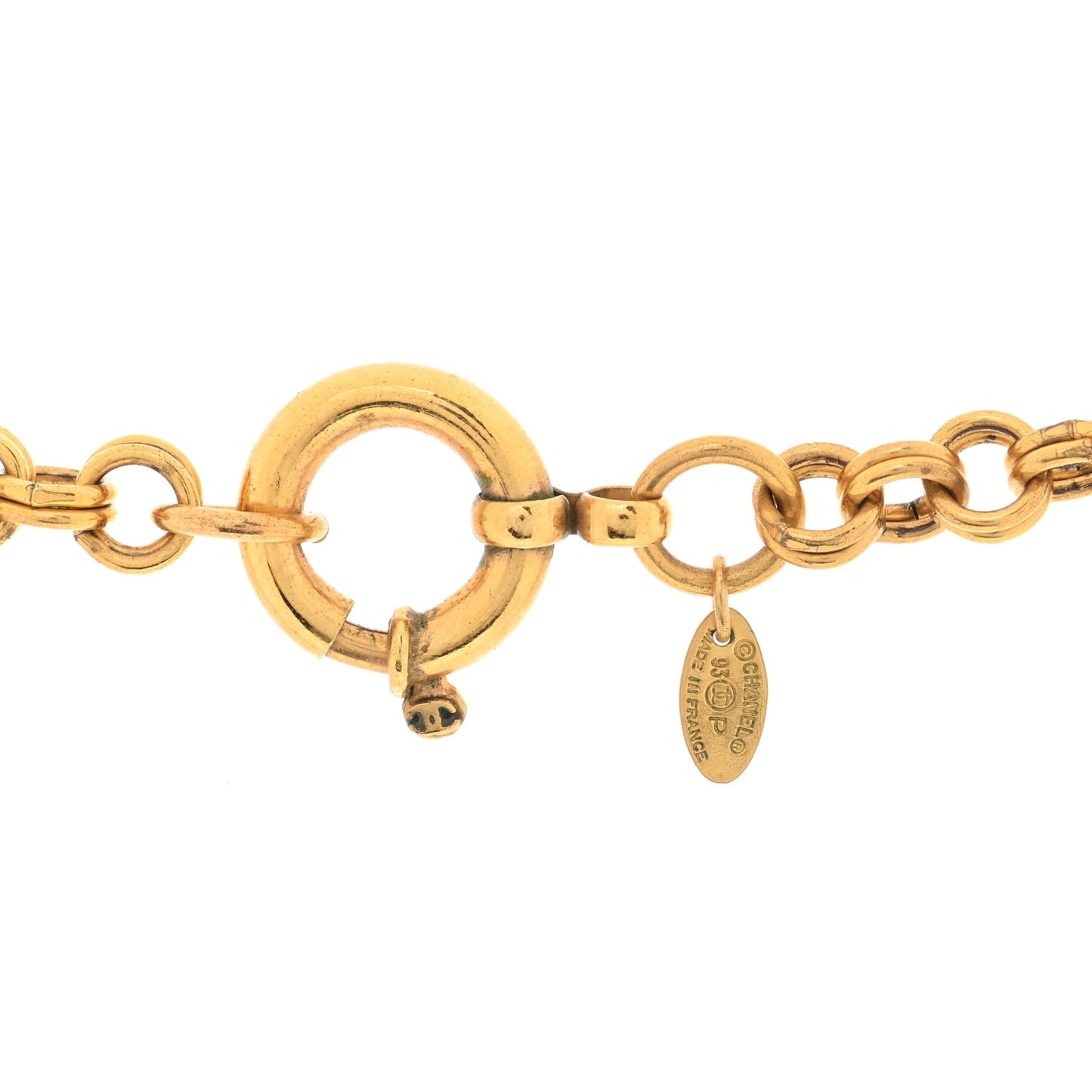 Metal Twisted CC Medallion Chain Necklace Gold