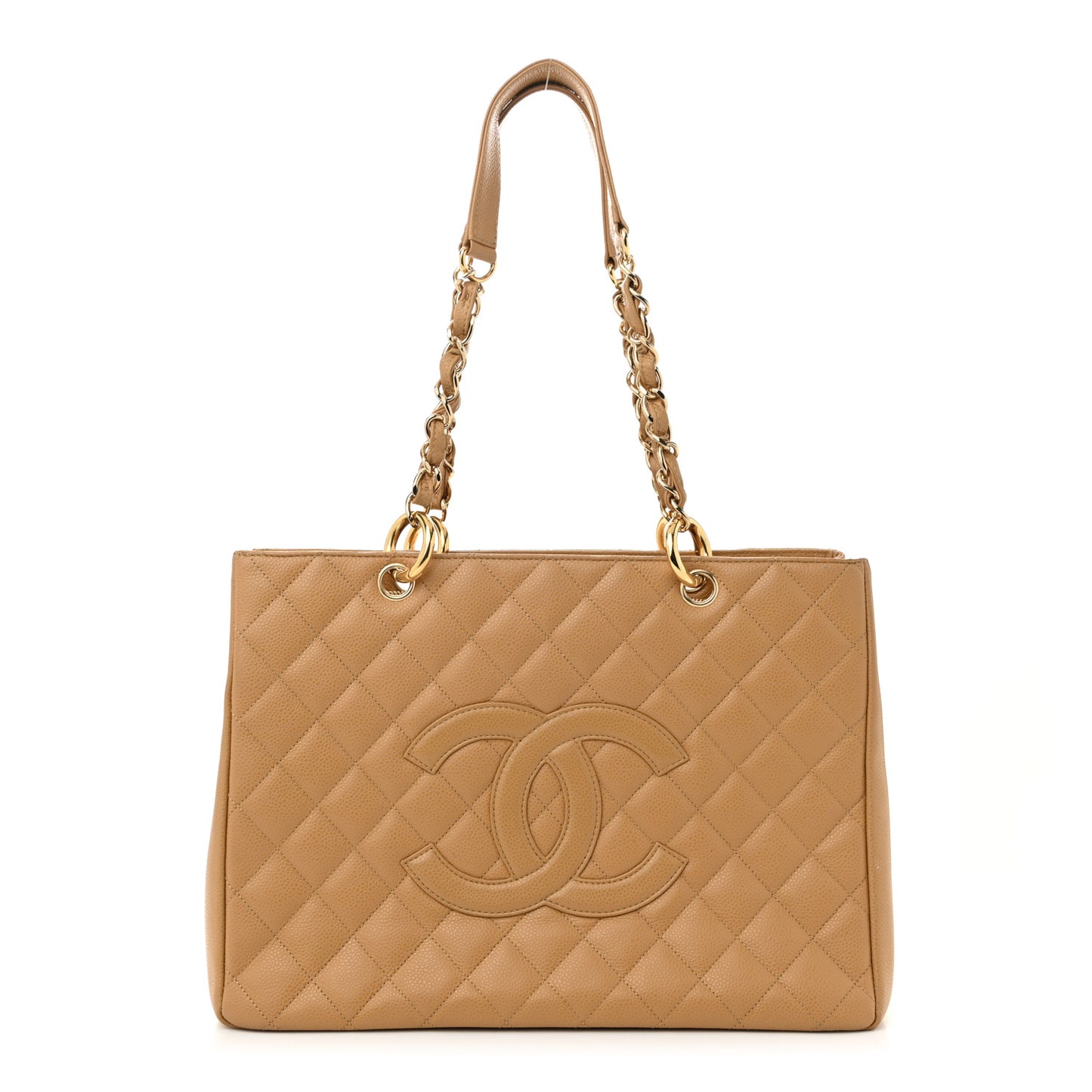 Caviar Quilted Grand Shopping Tote GST Beige Clair