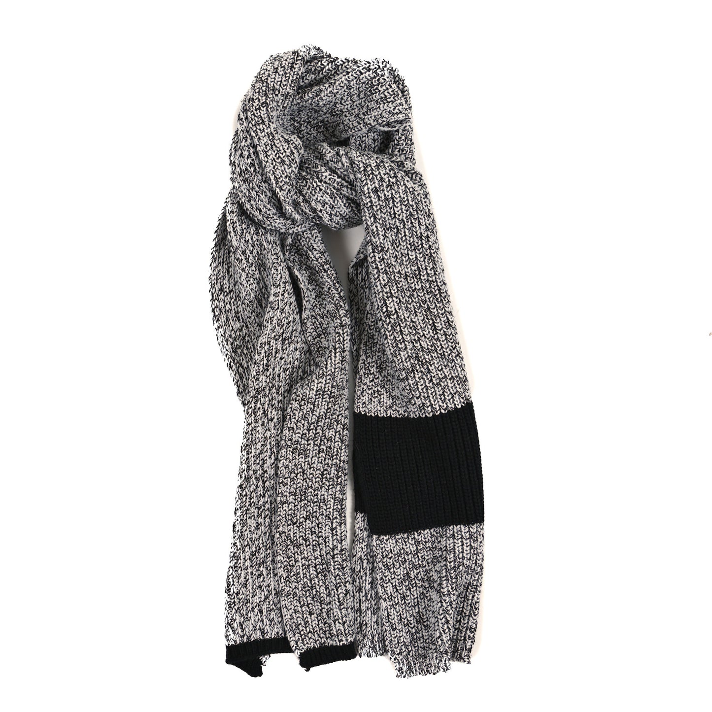 Cashmere Knit CC Scarf Black White
