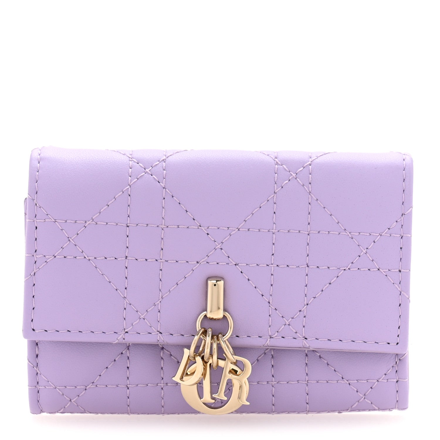 Christian Dior Lambskin Cannage Miss Dior Glycine Wallet Purple