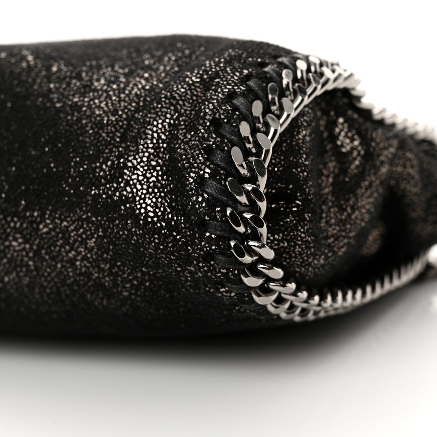 Chamois Shiny Dotted Tiny Falabella Fold Over Tote Ruthenium