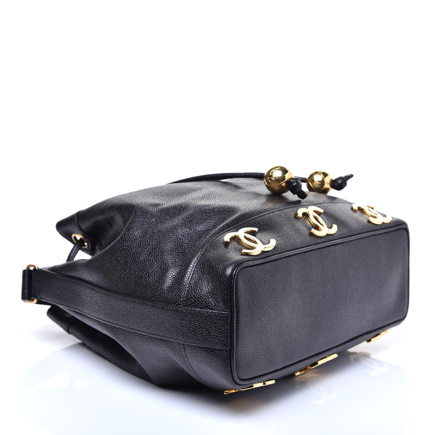 Caviar CC Drawstring Shoulder Bag Black