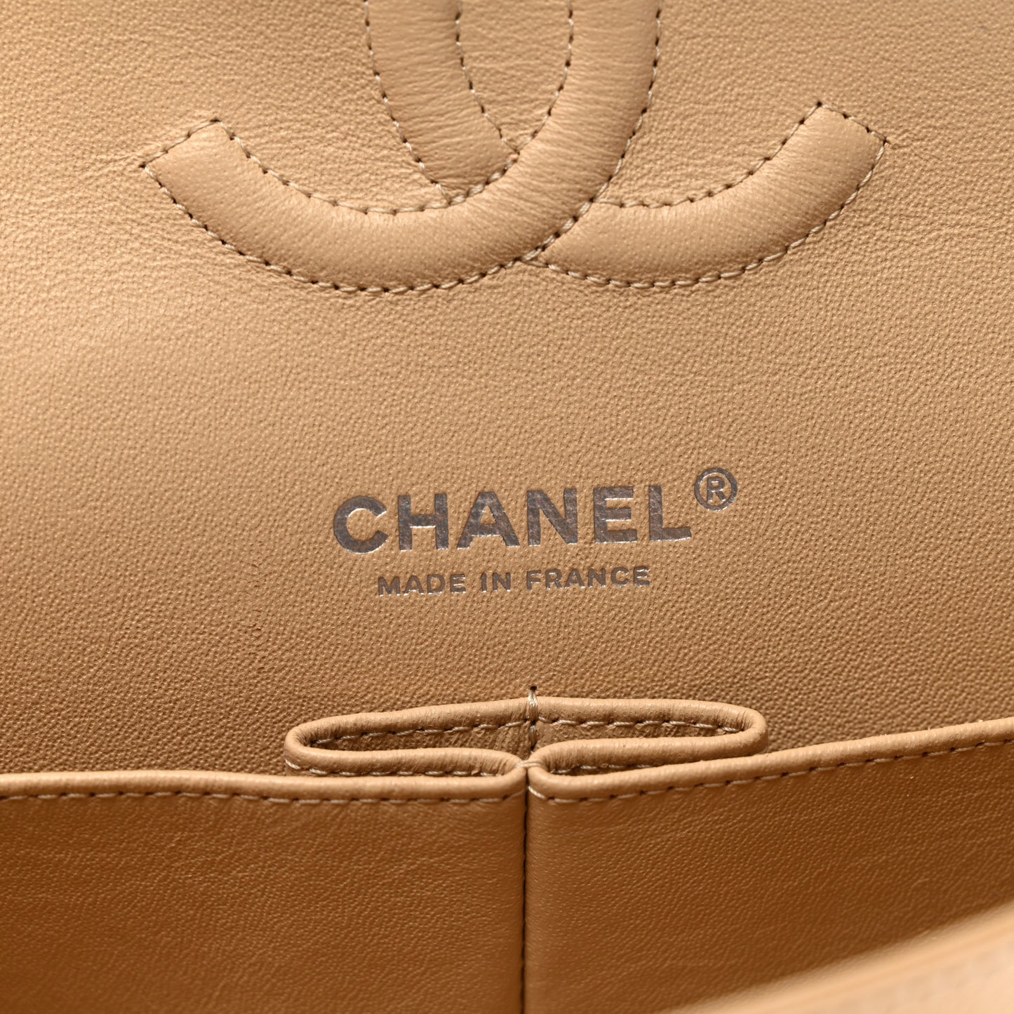 Caviar Quilted Medium Double Flap Beige