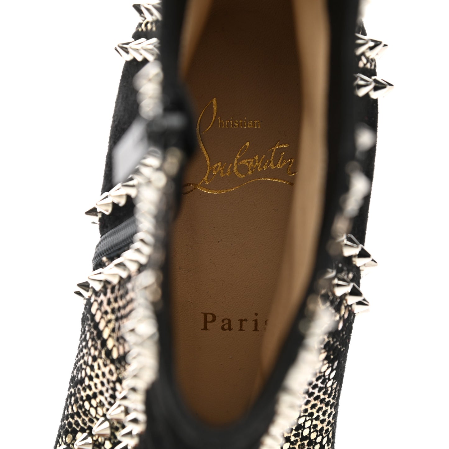 Calfskin Suede Embossed Snakeskin Spiked With My Guitar Chelsea Boots 39.5 Black